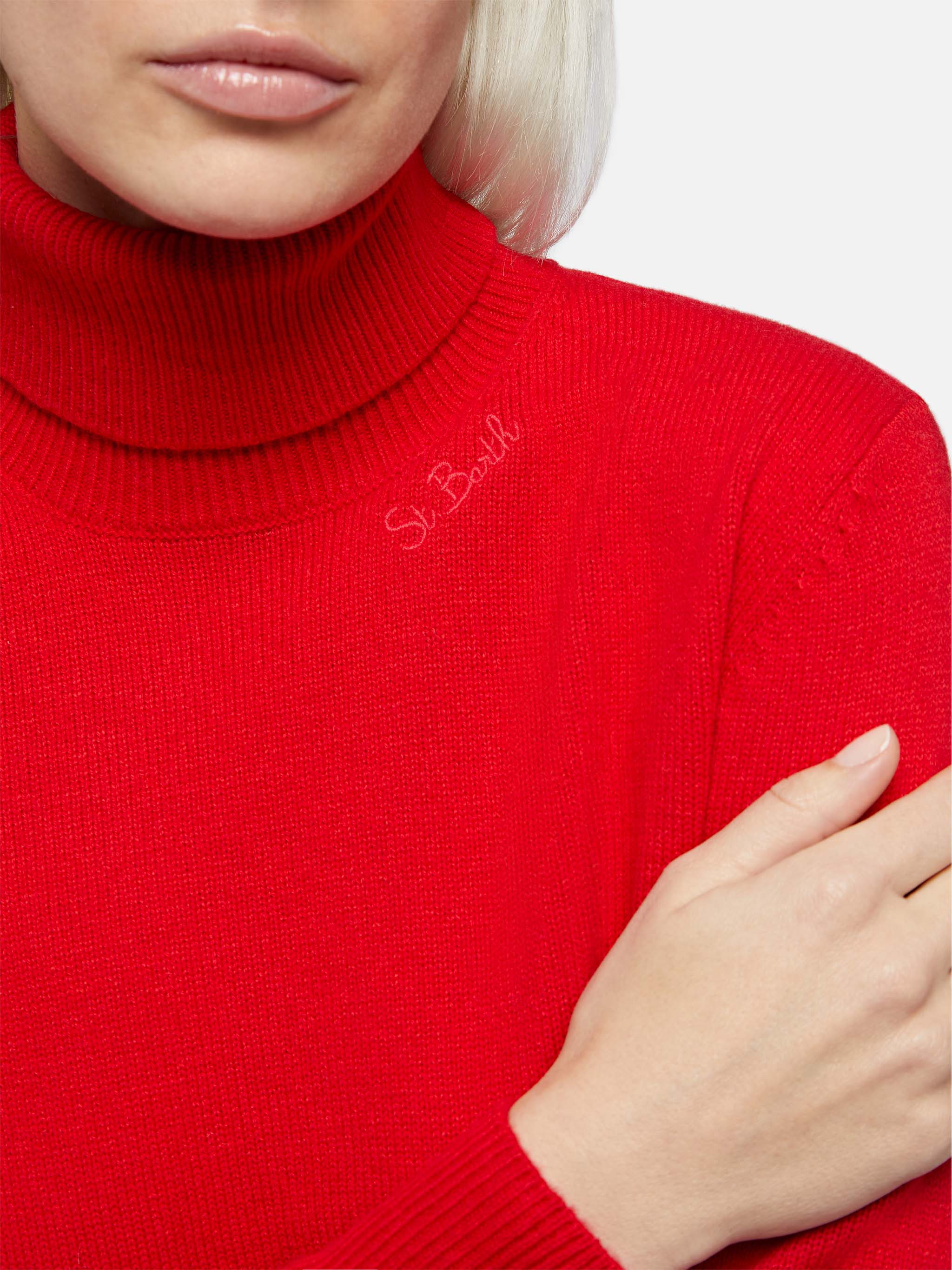 Red turtleneck Moody in BLENDED CASHMERE - Image 2