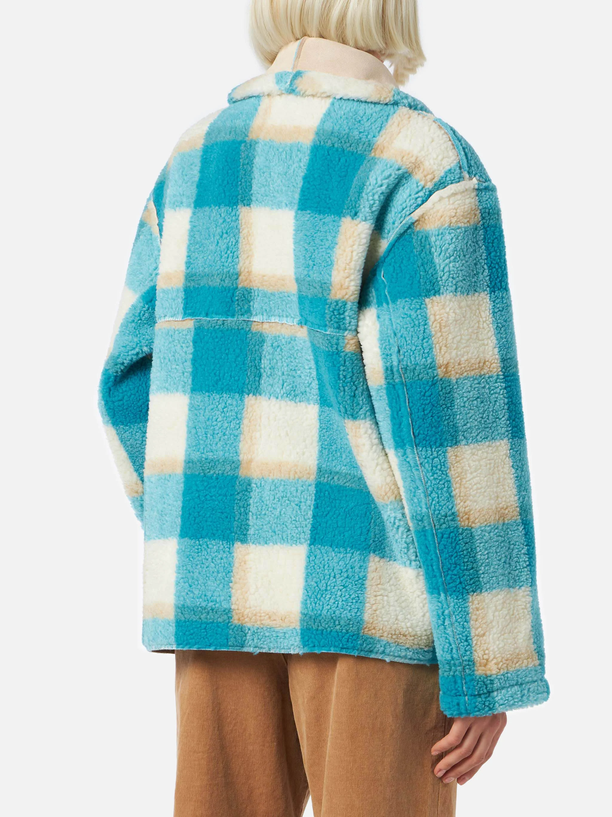 Dorys reversible shearling-effect jacket with tartan print - Image 3