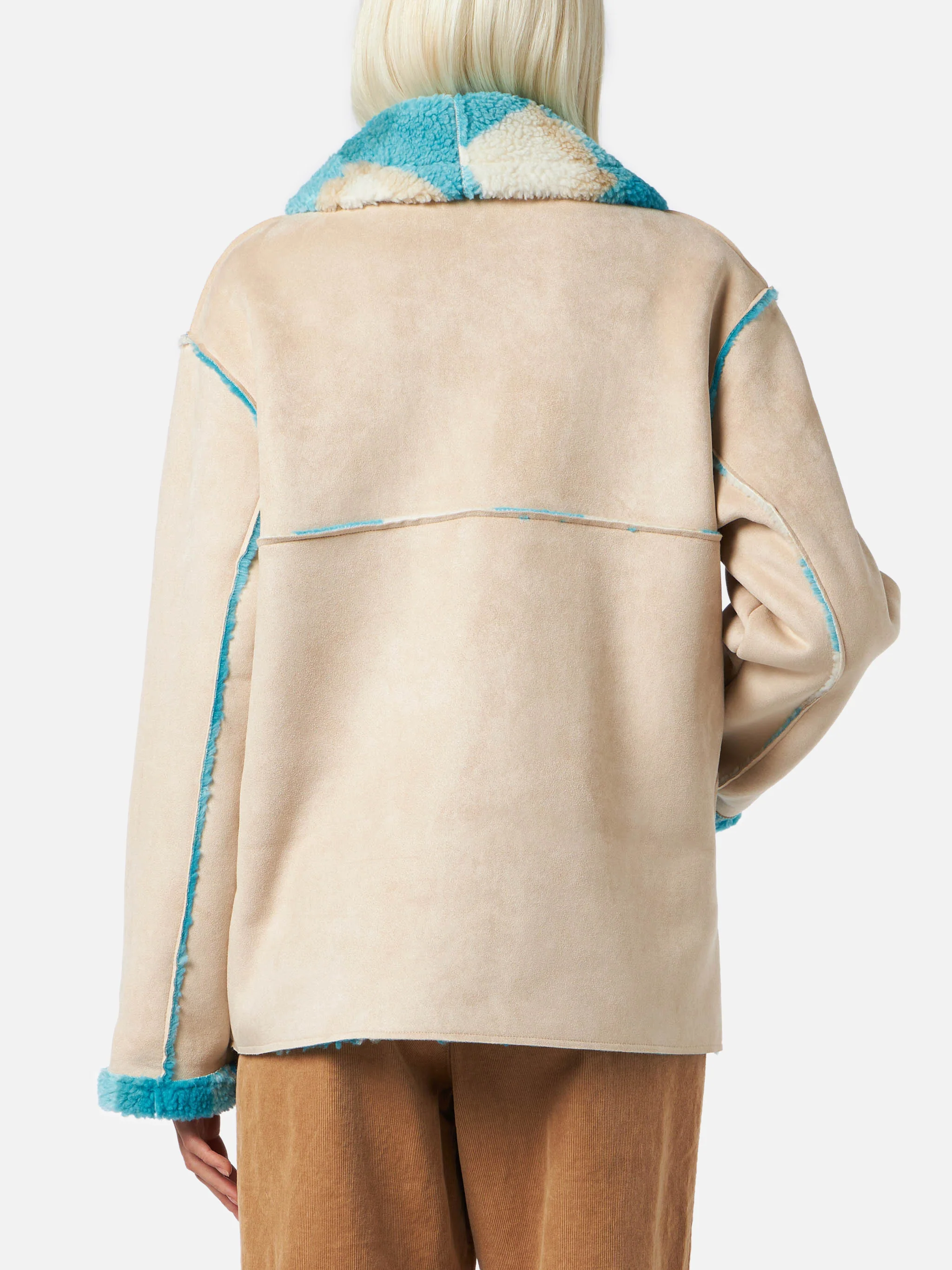 Dorys reversible shearling-effect jacket with tartan print - Image 4