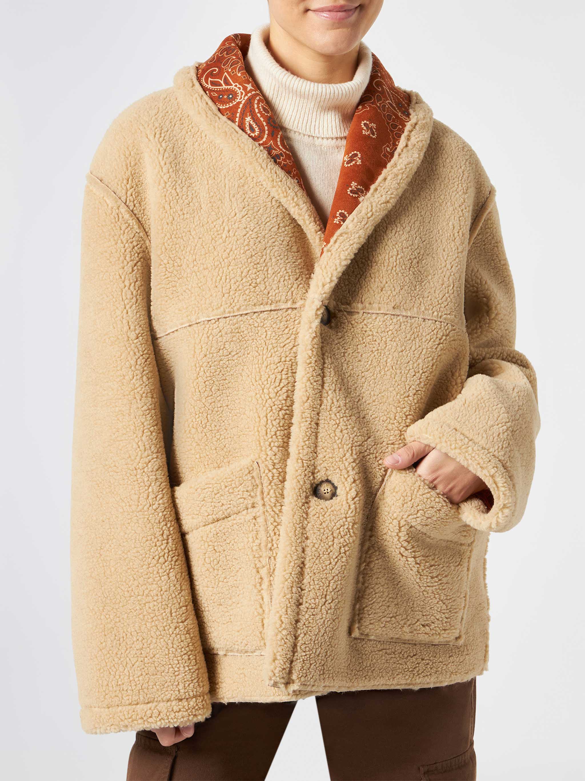 Dorys reversible shearling jacket with bandana print - Image 2