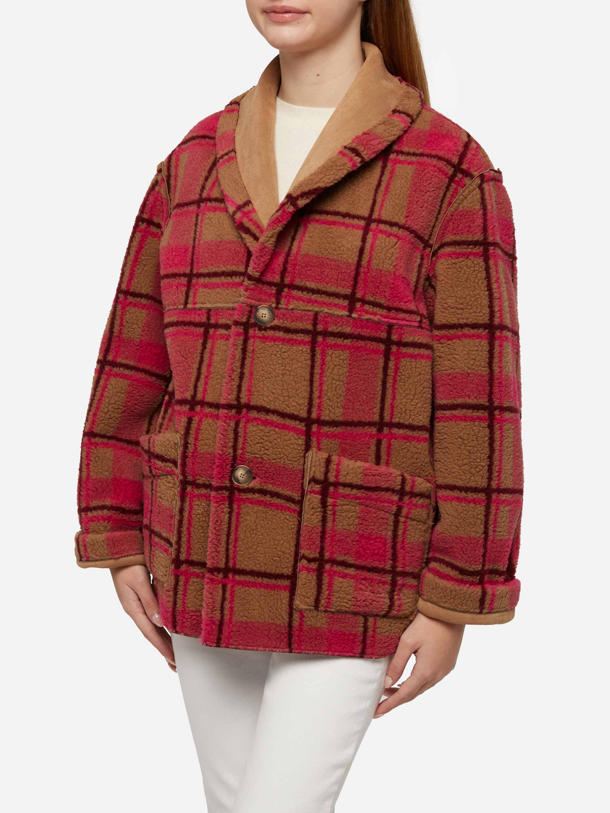 Dorys reversible shearling effect tartan jacket - Image 3