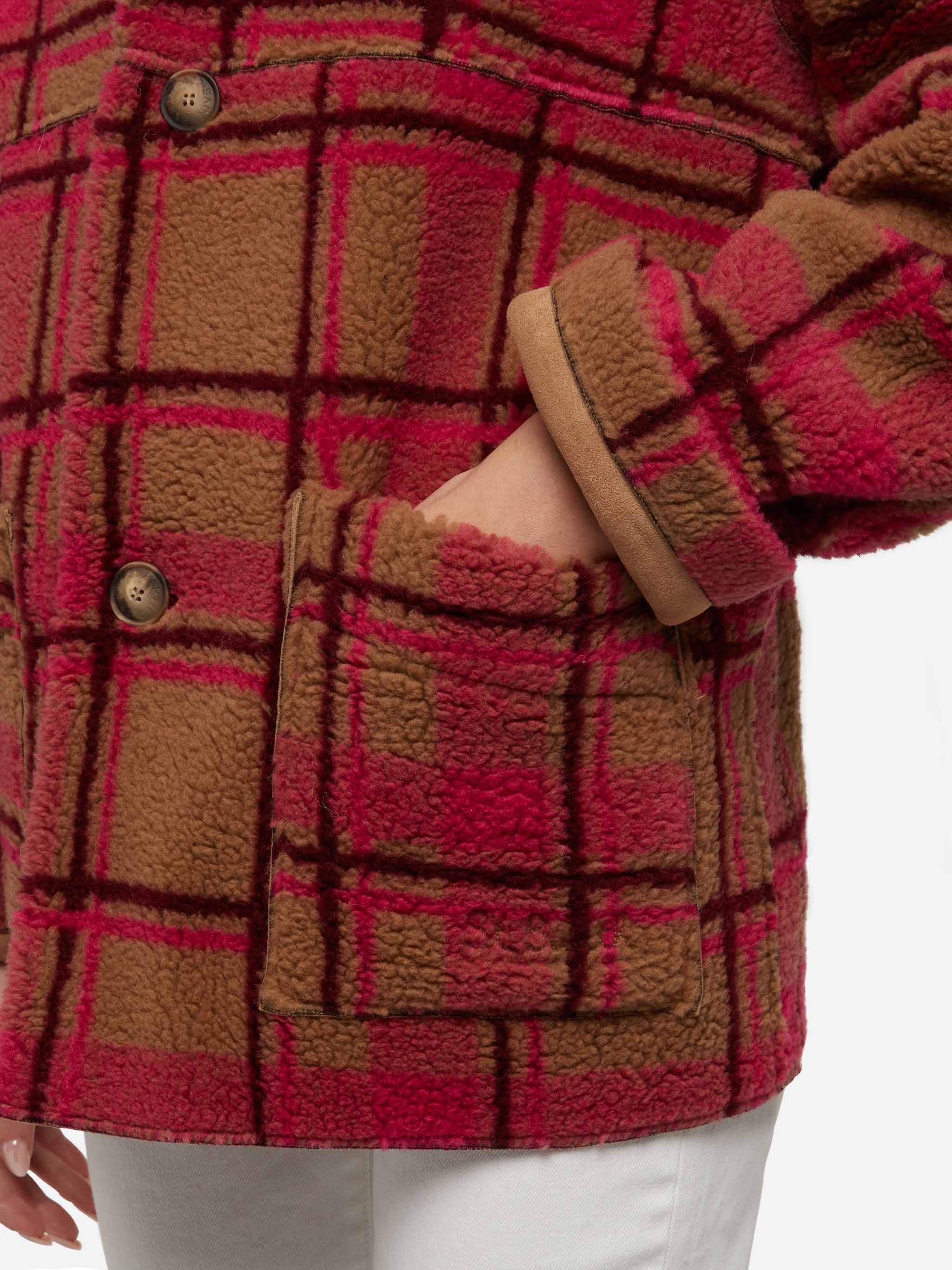 Dorys reversible shearling effect tartan jacket - Image 4