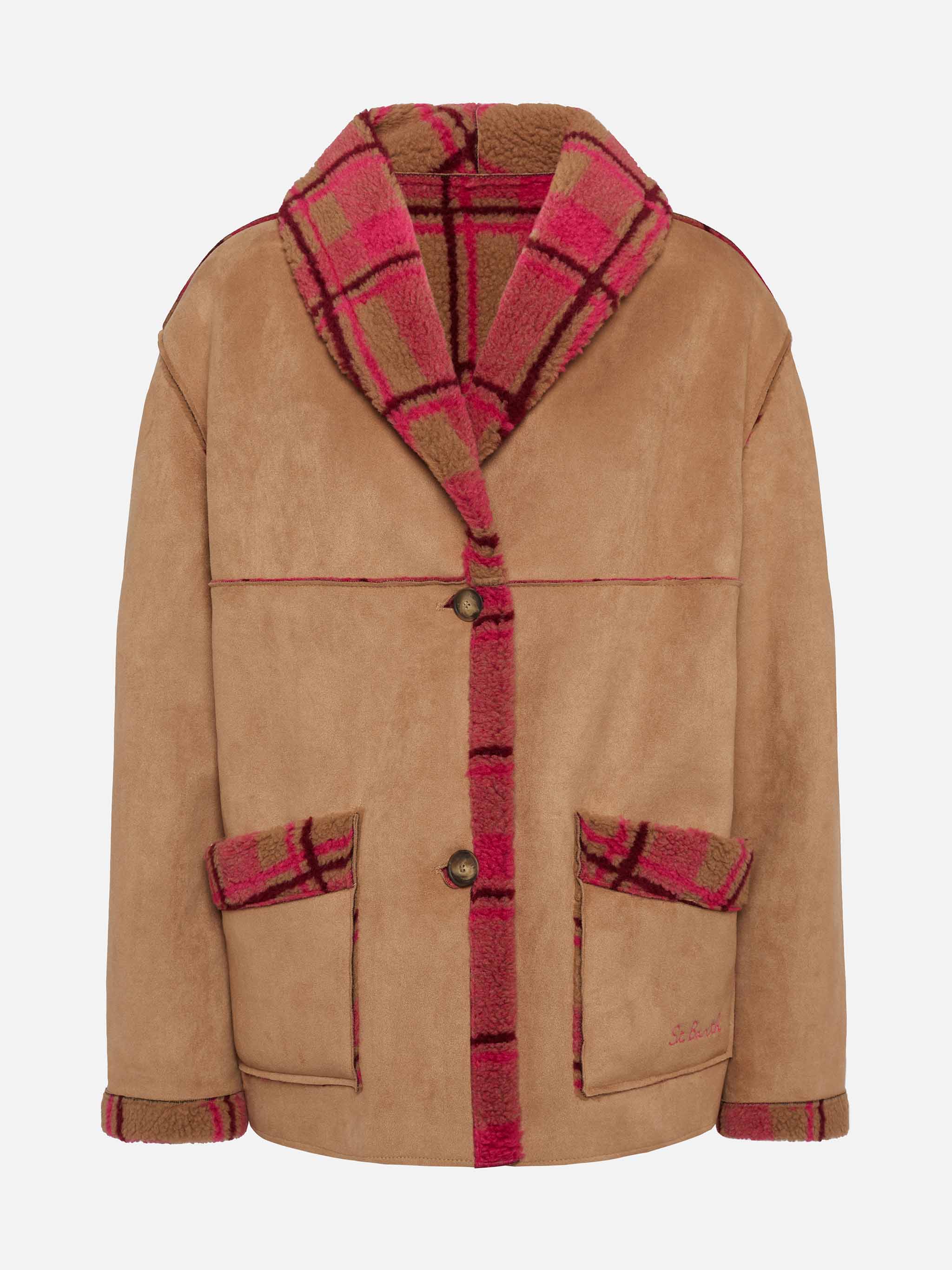 Dorys reversible shearling effect tartan jacket - Image 7