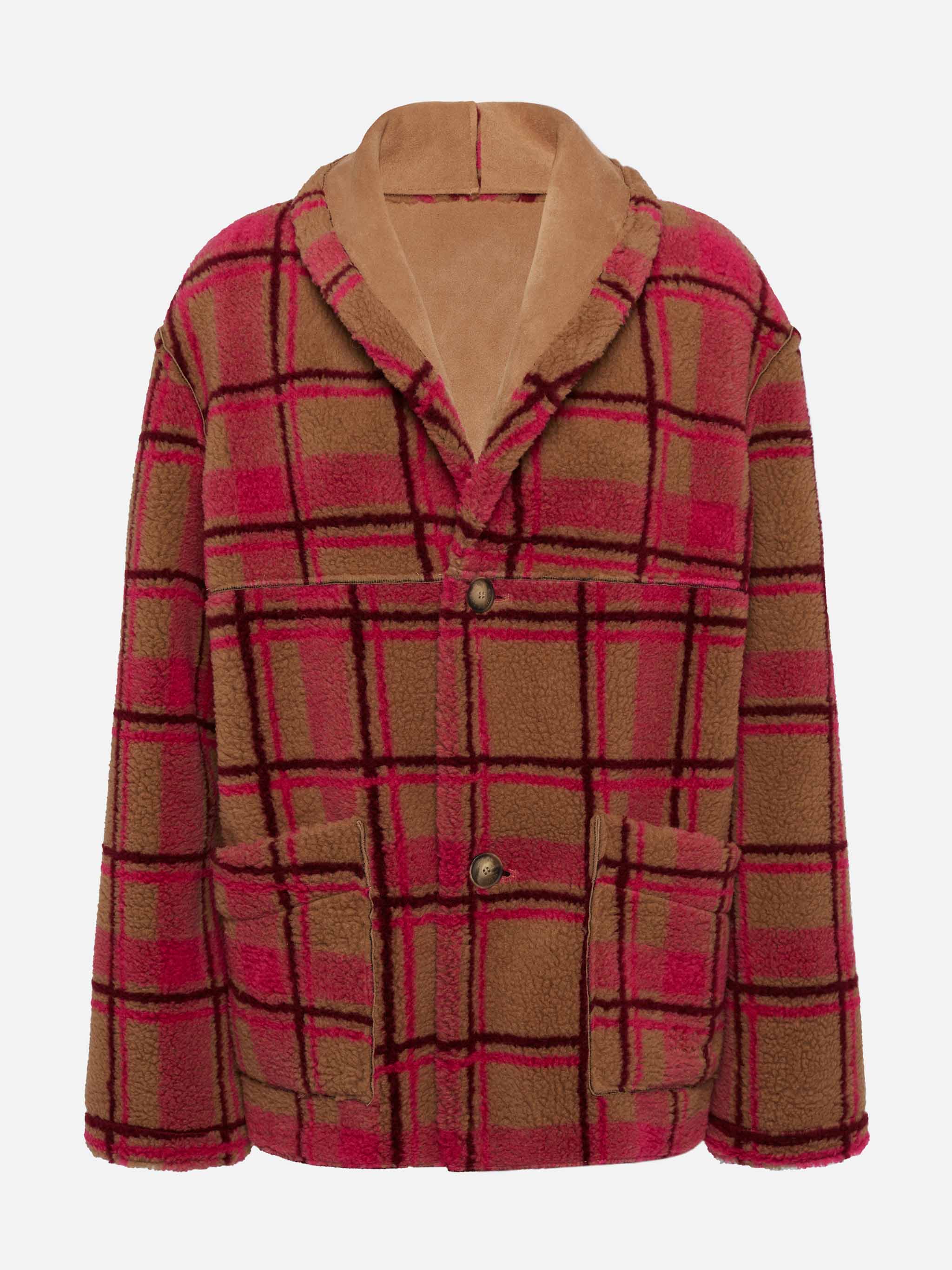 Dorys reversible shearling effect tartan jacket - Image 8