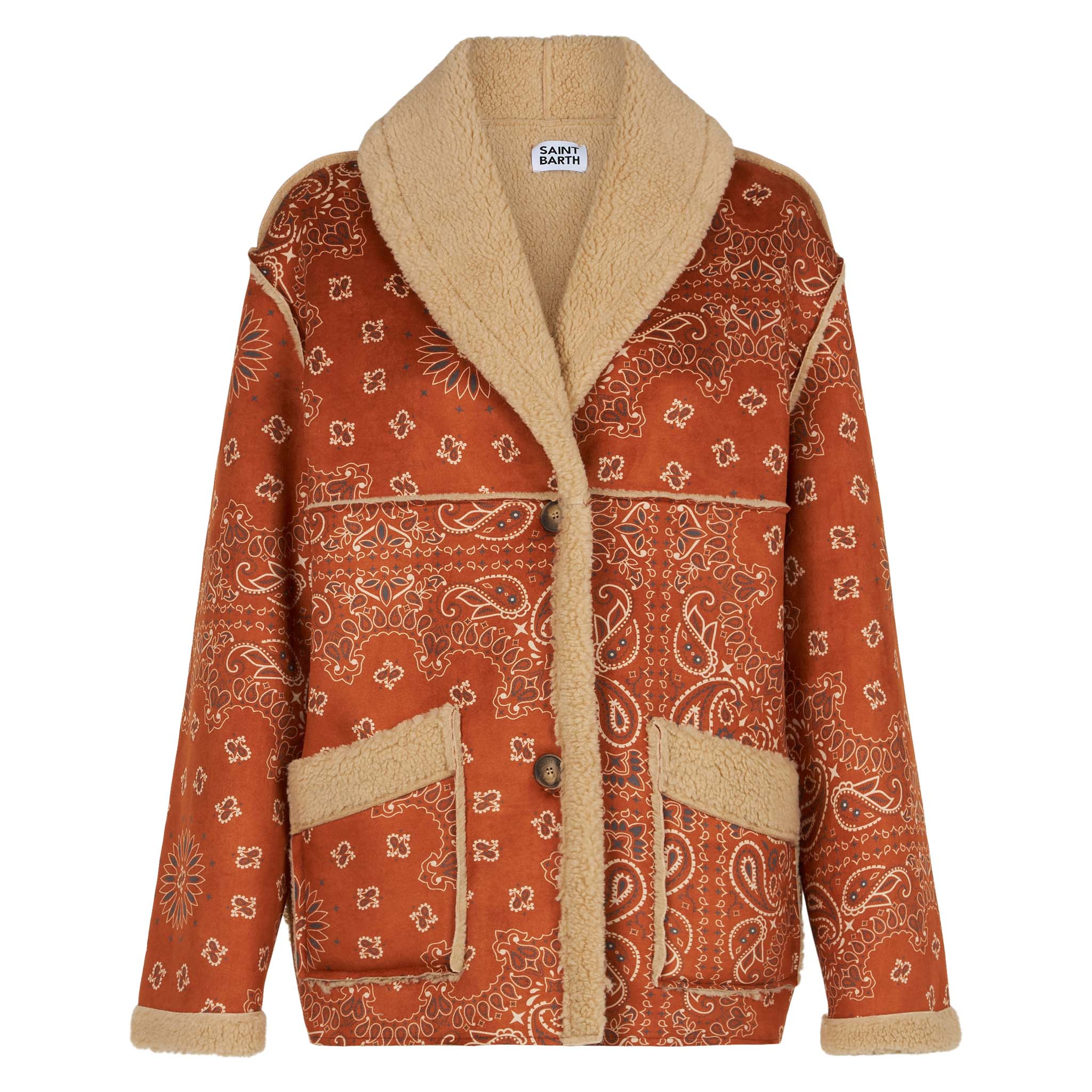 Dorys reversible shearling jacket with bandana print - Image 5