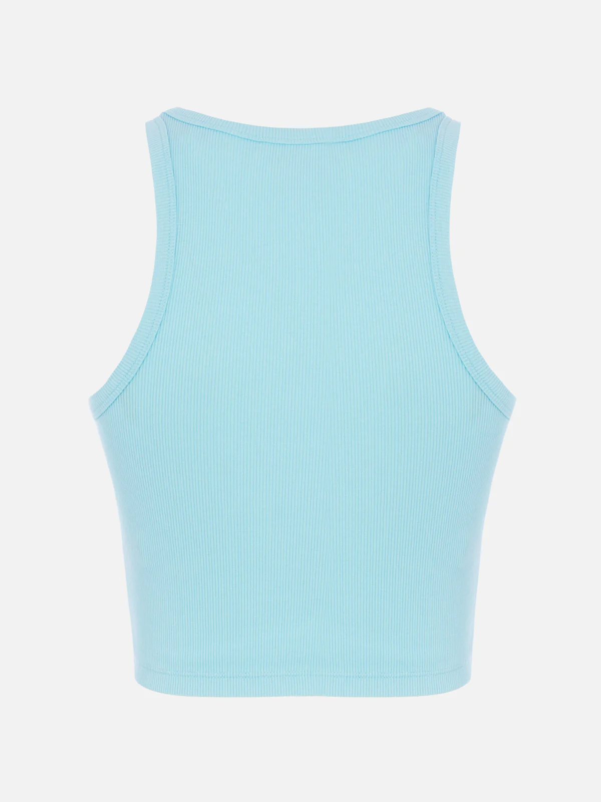 Blue ribbed cotton crop top with Saint Barth Beach Club embroidery - Image 5