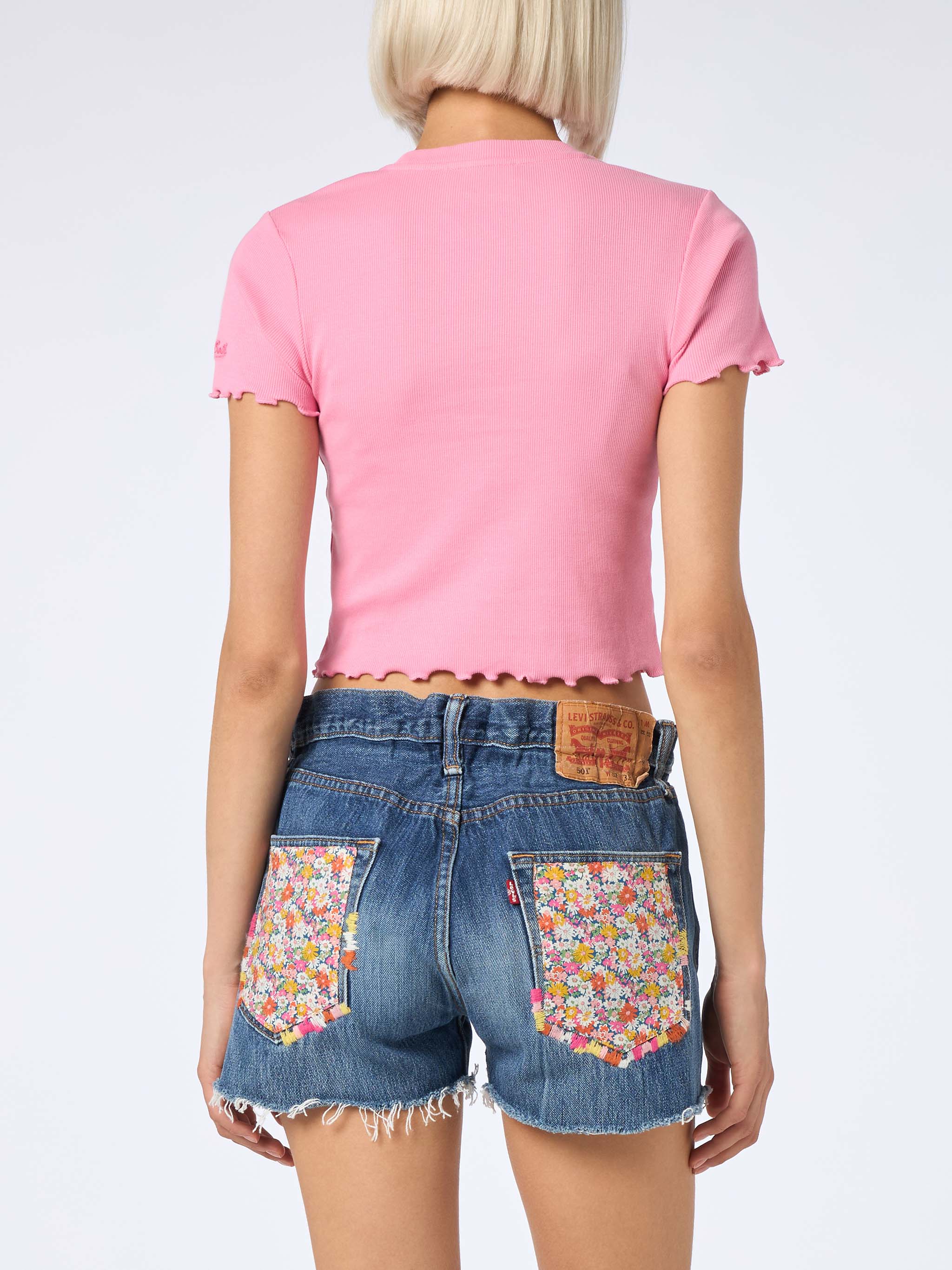 Serena ribbed cotton t-shirt with Après Beach embroidery - Image 4