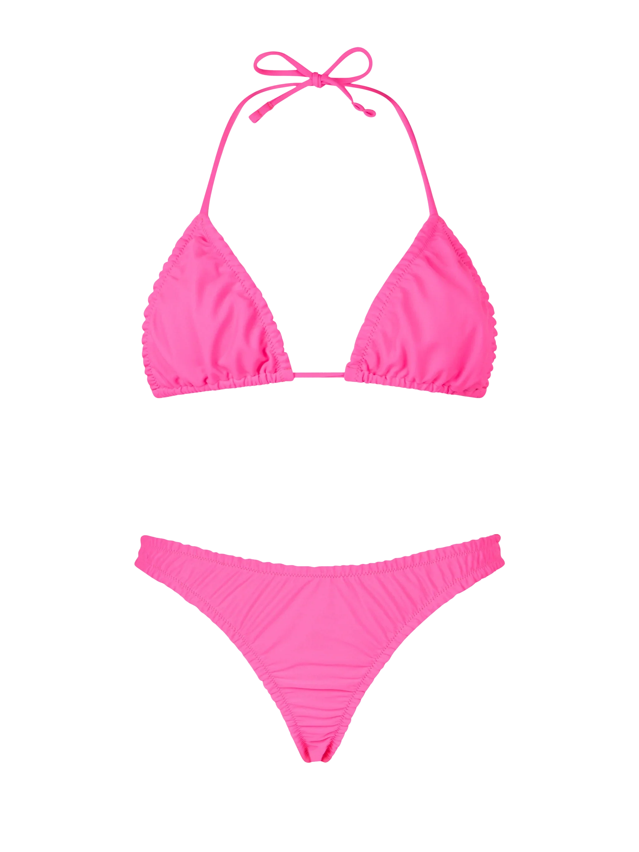 Nilly Nalu fluo pink ruffled triangle bikini