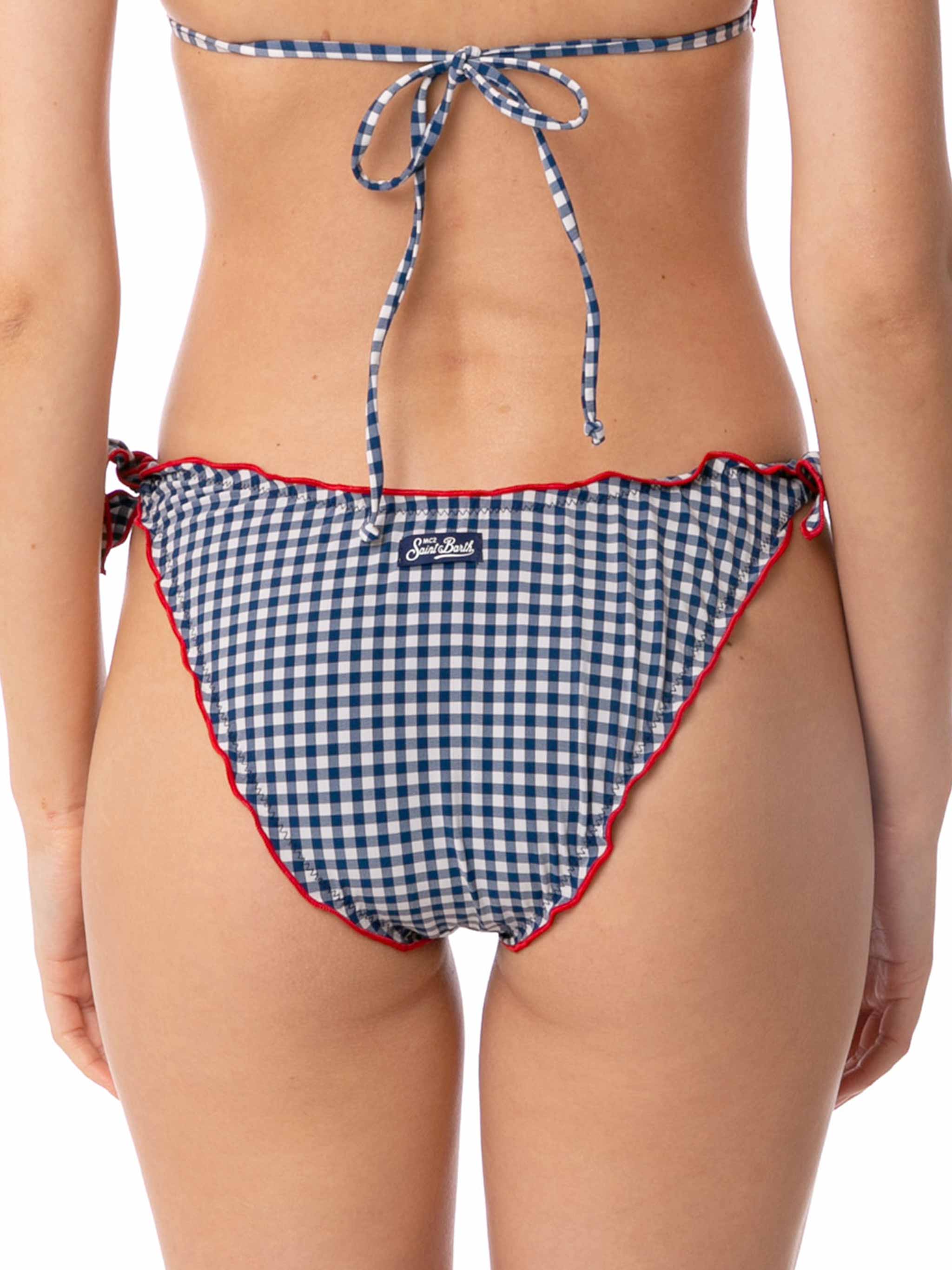 Woman ruffled swim briefs with gingham print - Image 2