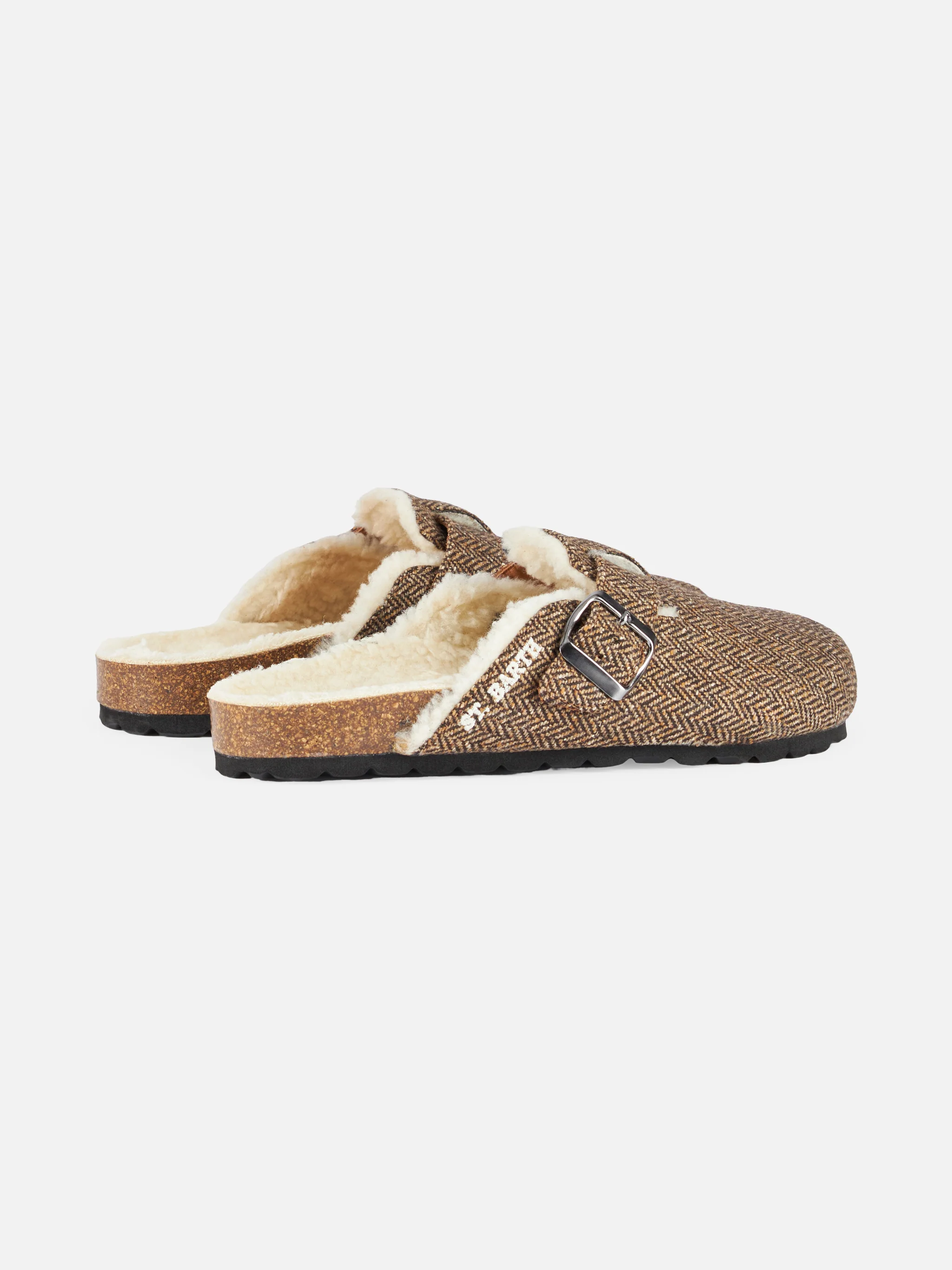 Furry sandal clogs with herringbone pattern - Image 2