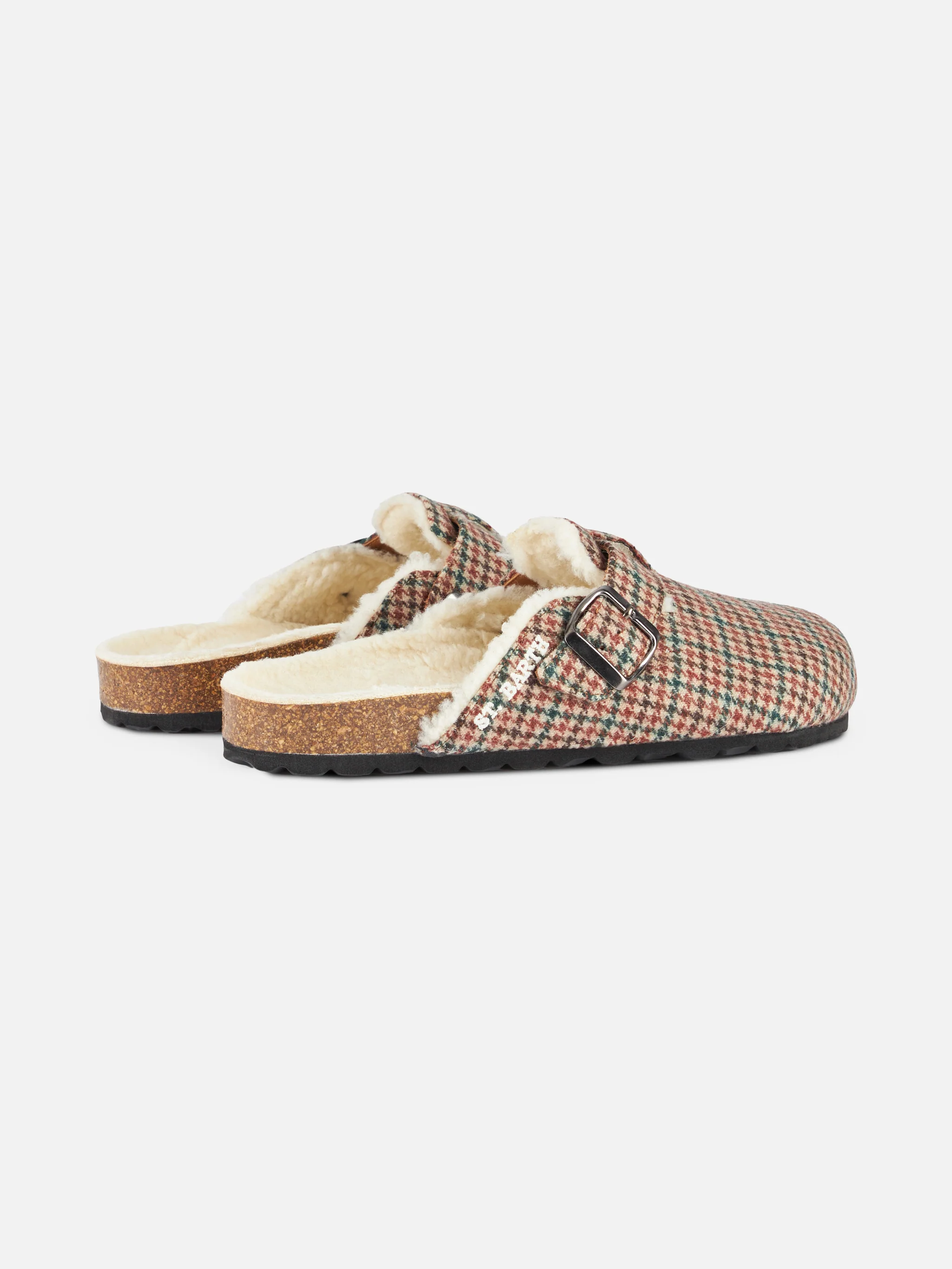 Furry sandal clogs Sandal Clog with pied de poule print - Image 2
