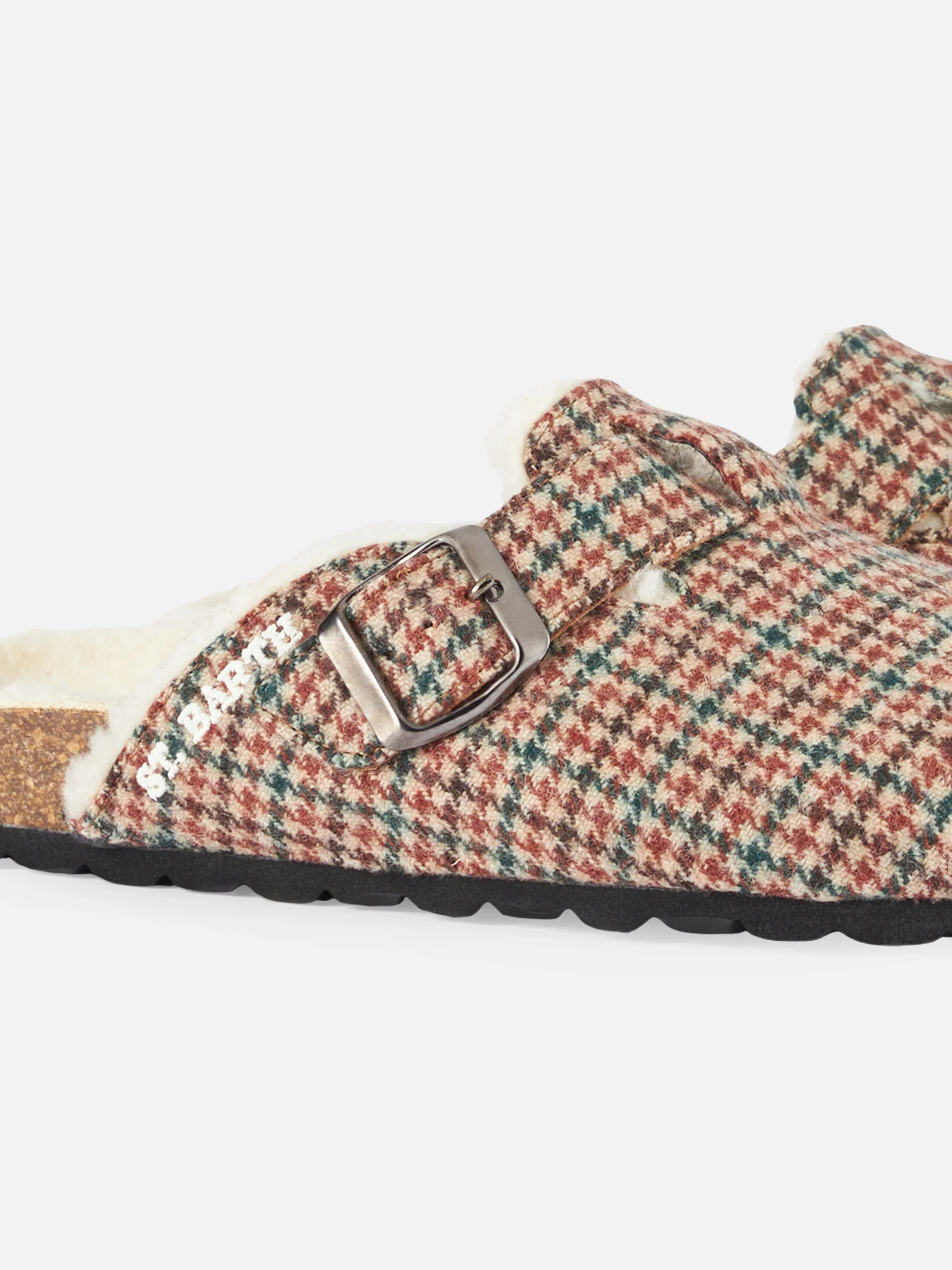 Furry sandal clogs Sandal Clog with pied de poule print - Image 3