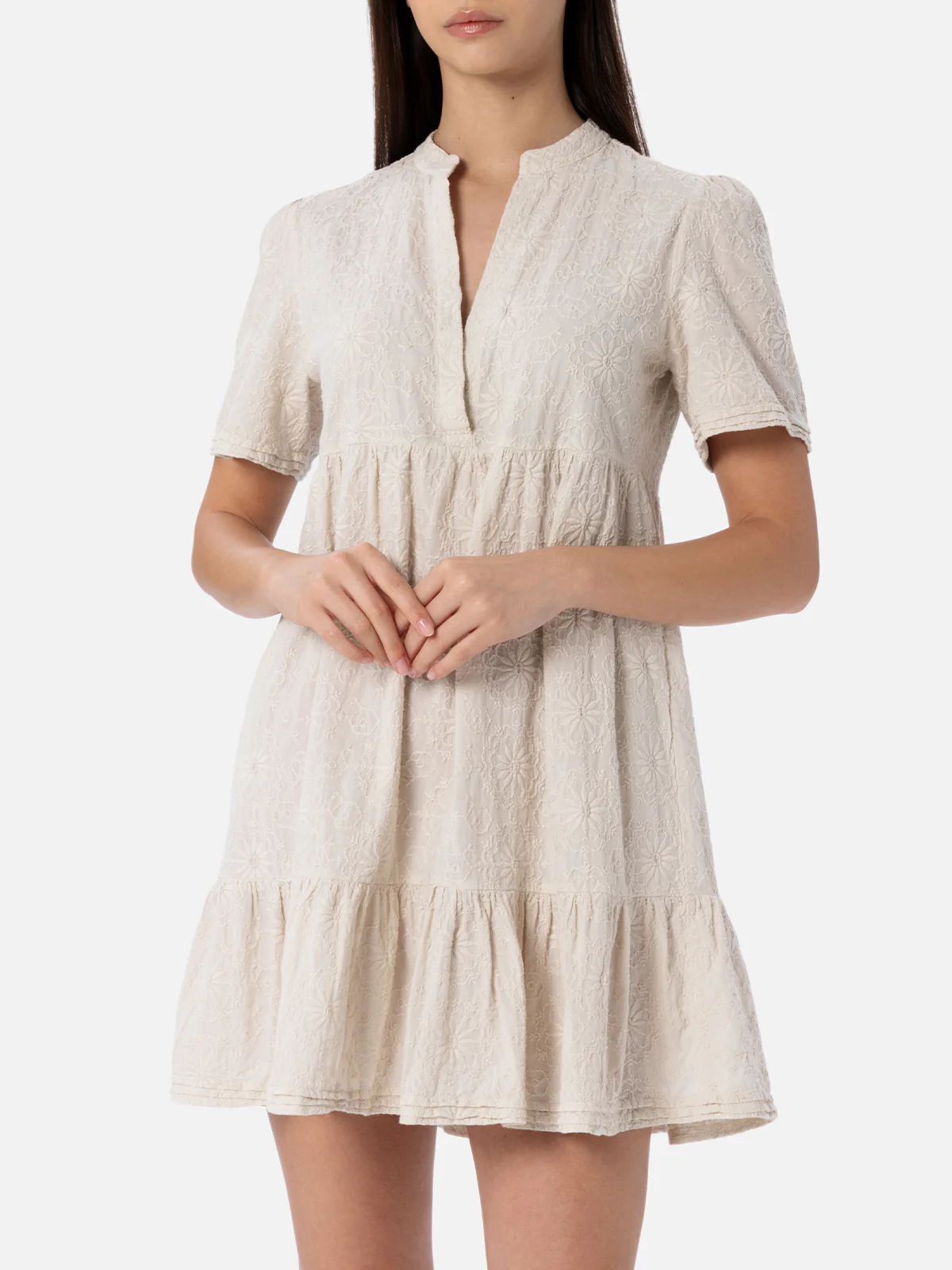 Siara black Sangallo cotton short dress