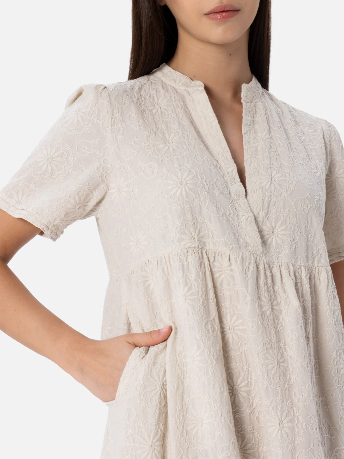 Siara black Sangallo cotton short dress - Image 2