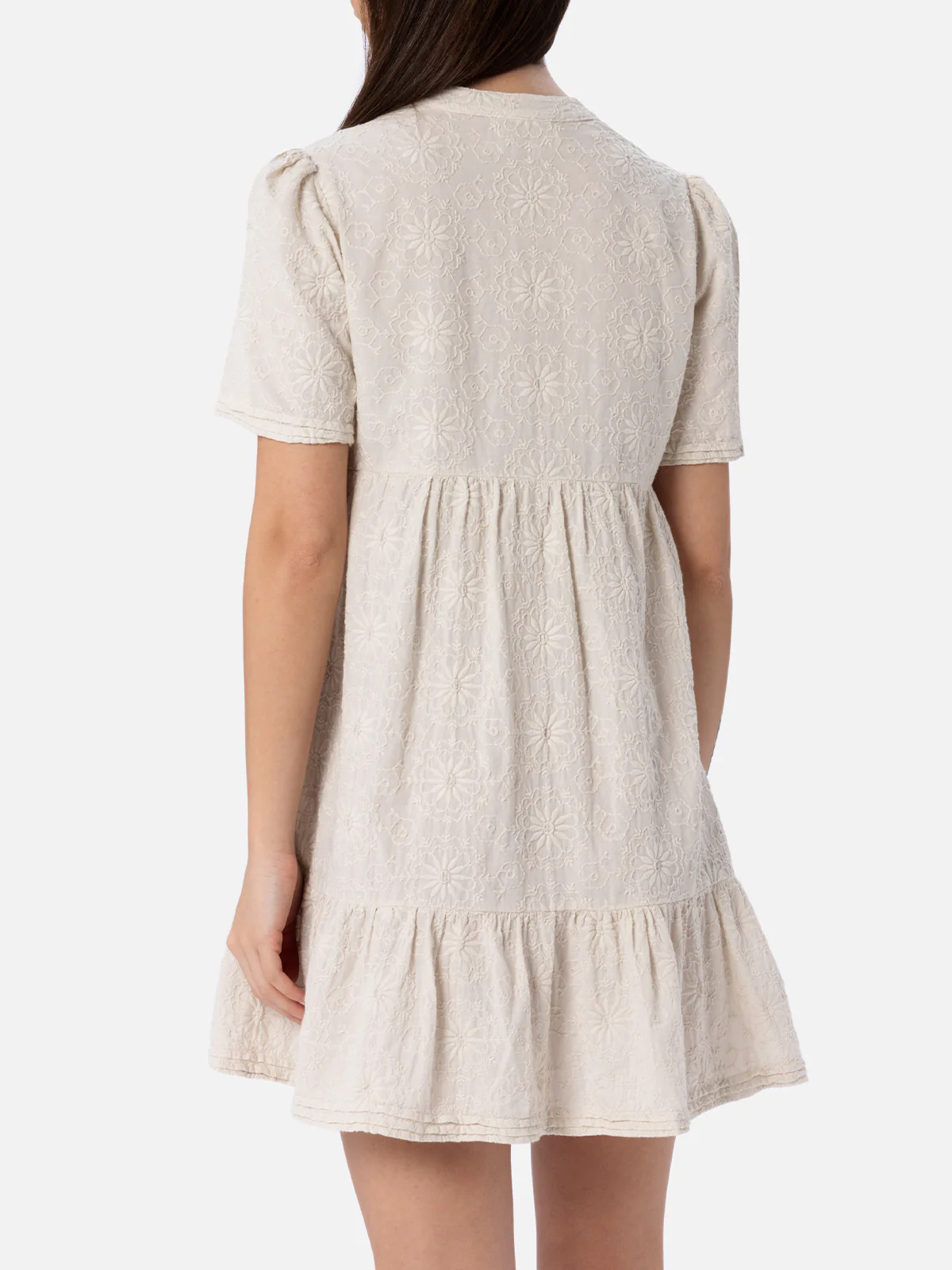 Siara black Sangallo cotton short dress - Image 3