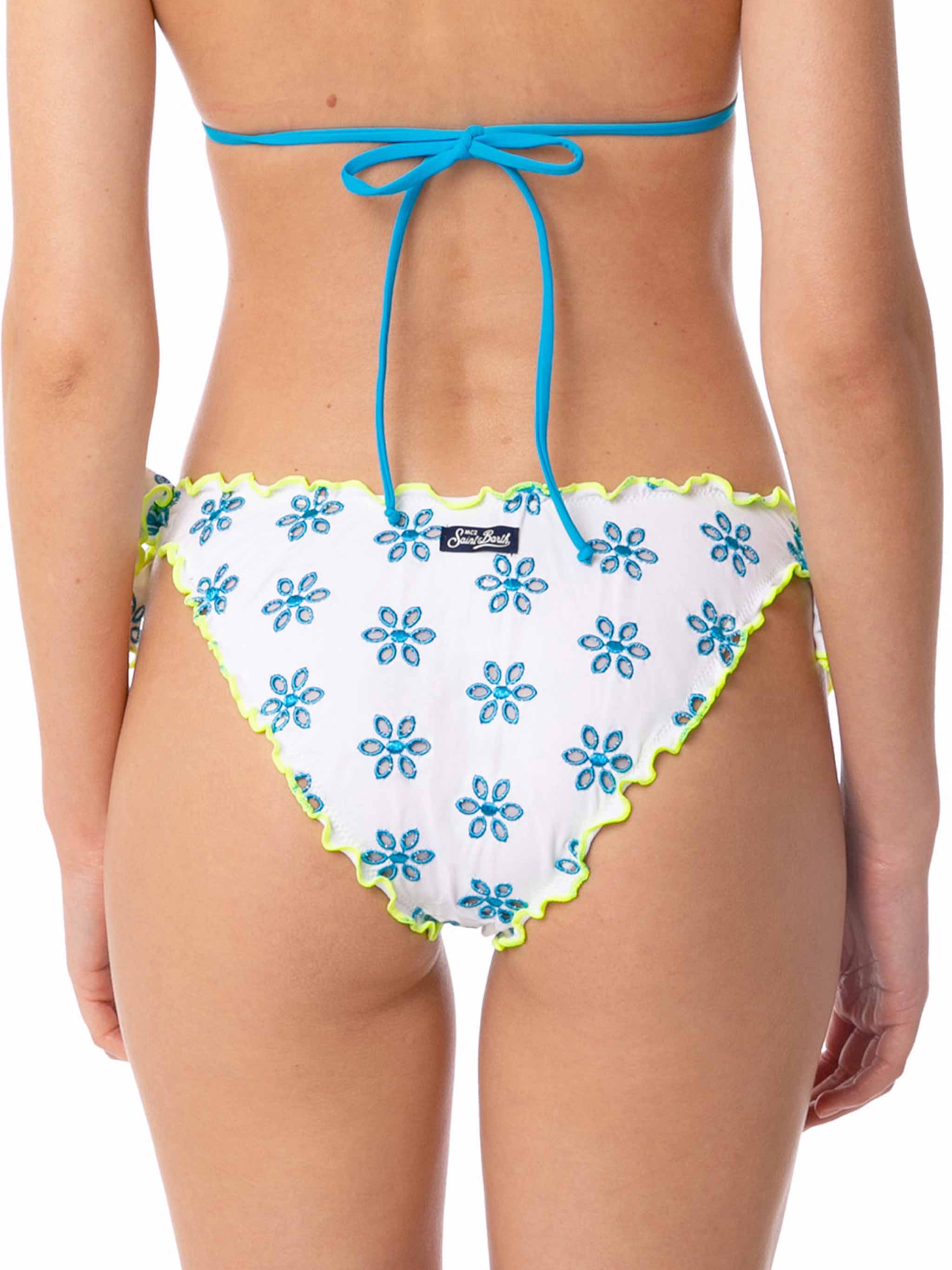 Moon white floral swim briefs with fluo piping - Image 2