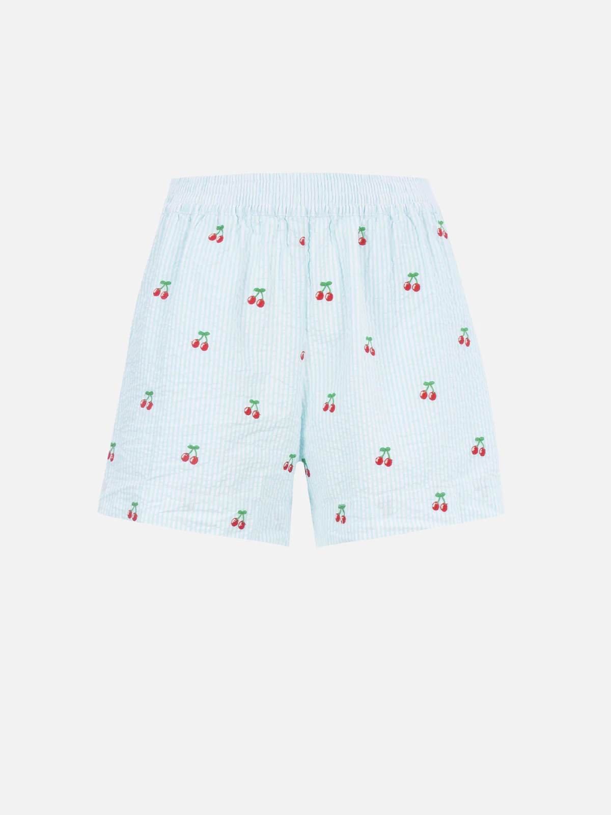 Meave seersucker striped shorts with cherry patches - Image 4