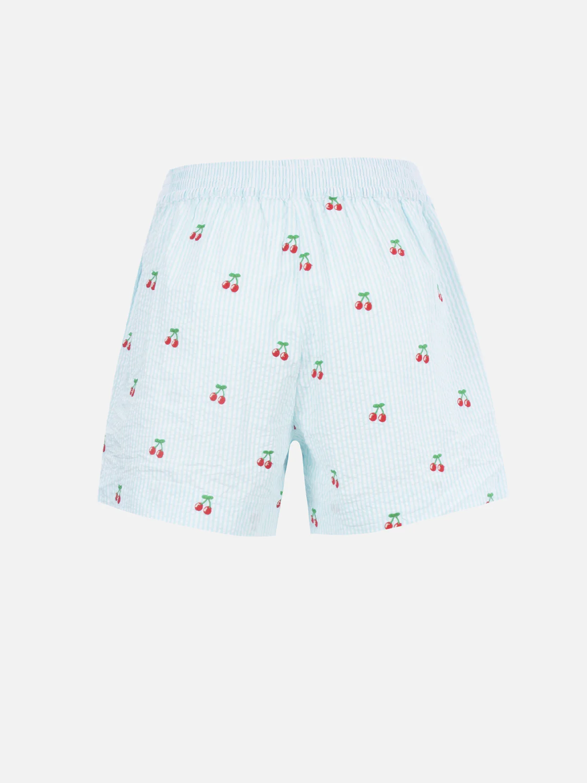 Meave seersucker striped shorts with cherry patches - Image 5