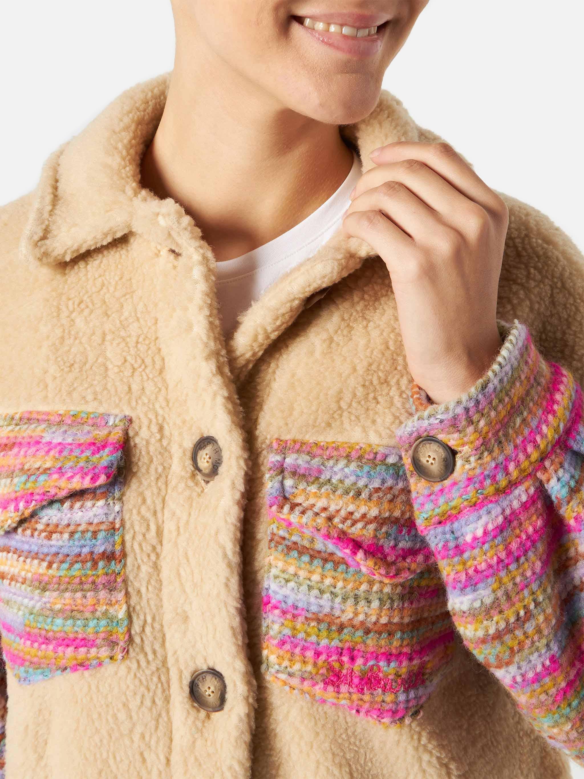 Elys beige sherpa effect jacket with crochet details - Image 2