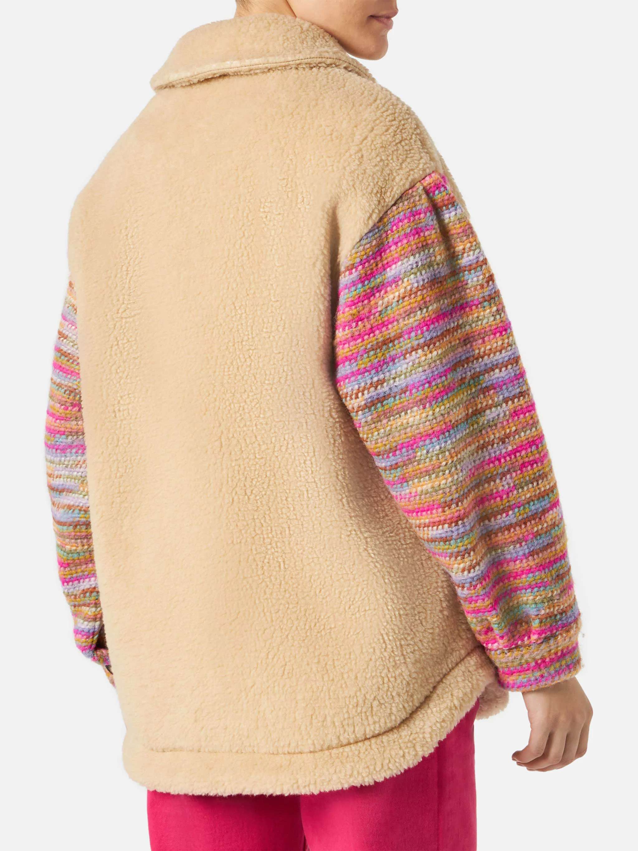 Elys beige sherpa effect jacket with crochet details - Image 3
