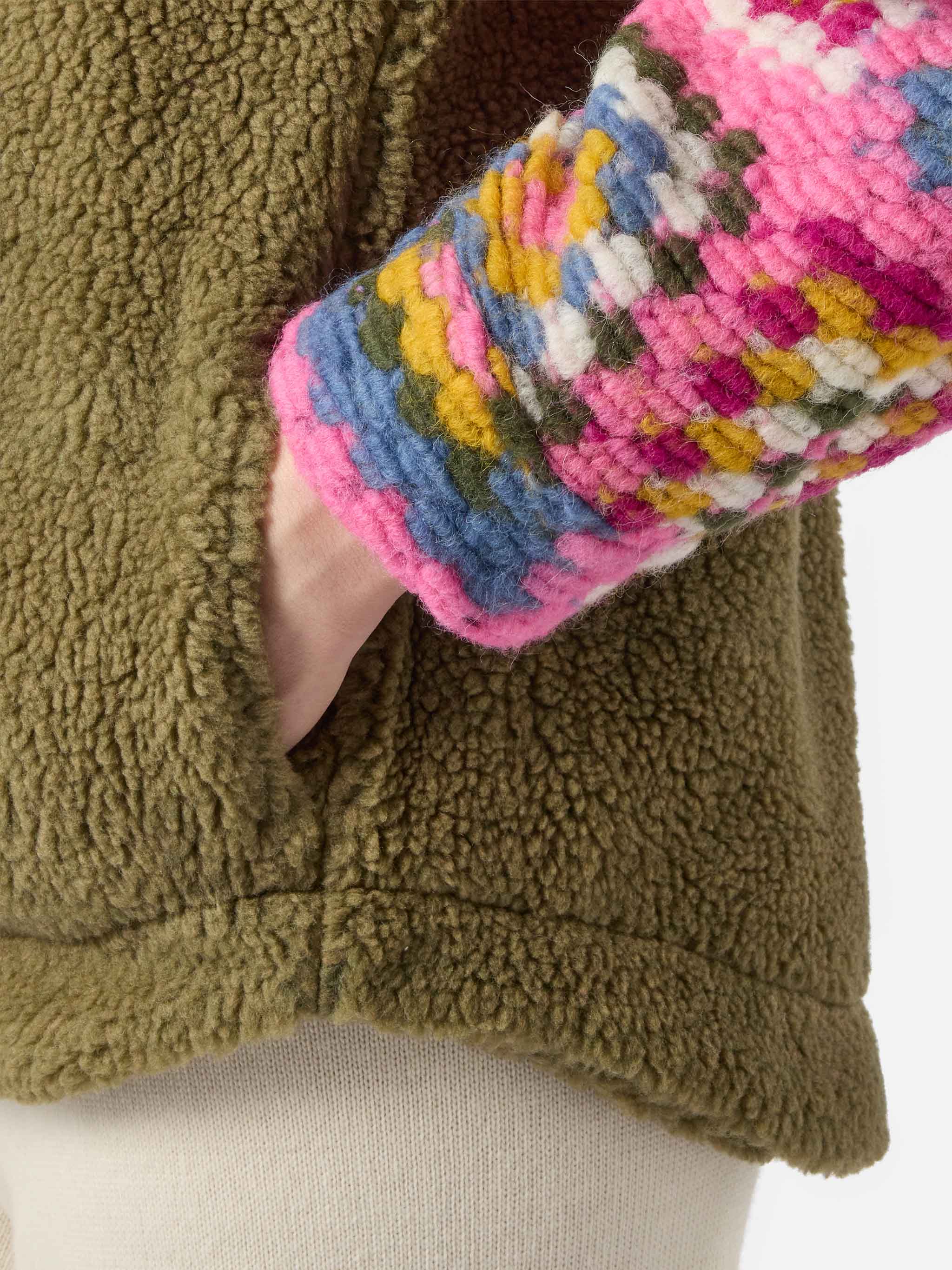 Military green Elys overshirt with crochet details - Image 4