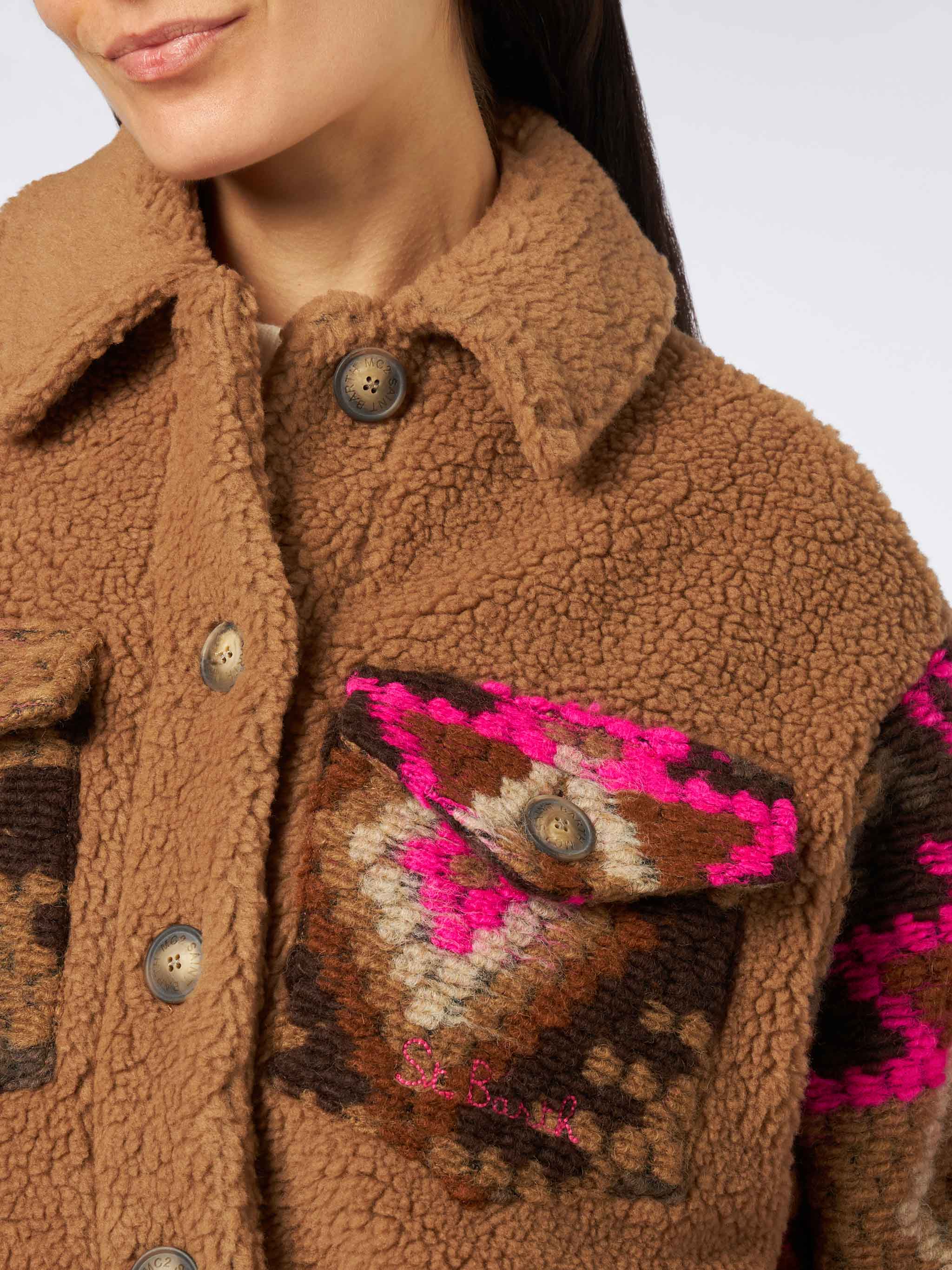 Elys sherpa overshirt with ethnic print - Image 2