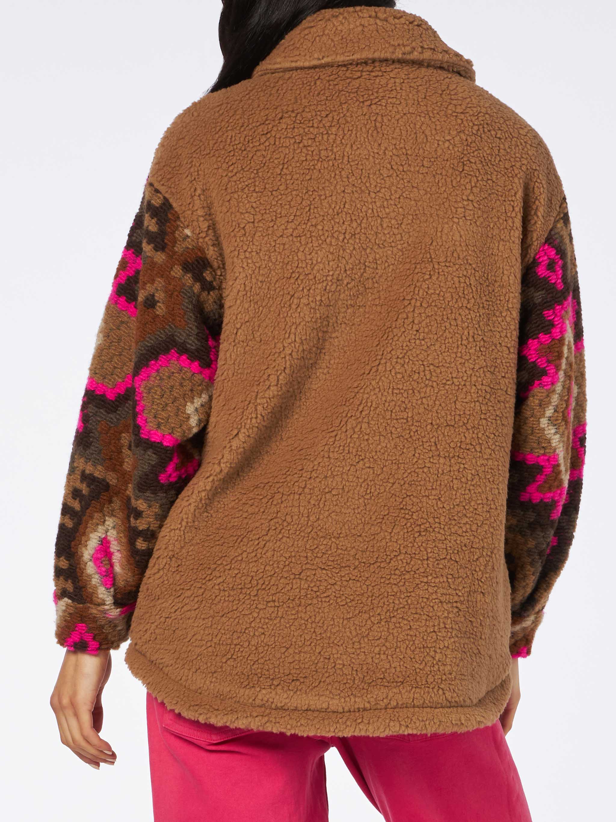 Elys sherpa overshirt with ethnic print - Image 3