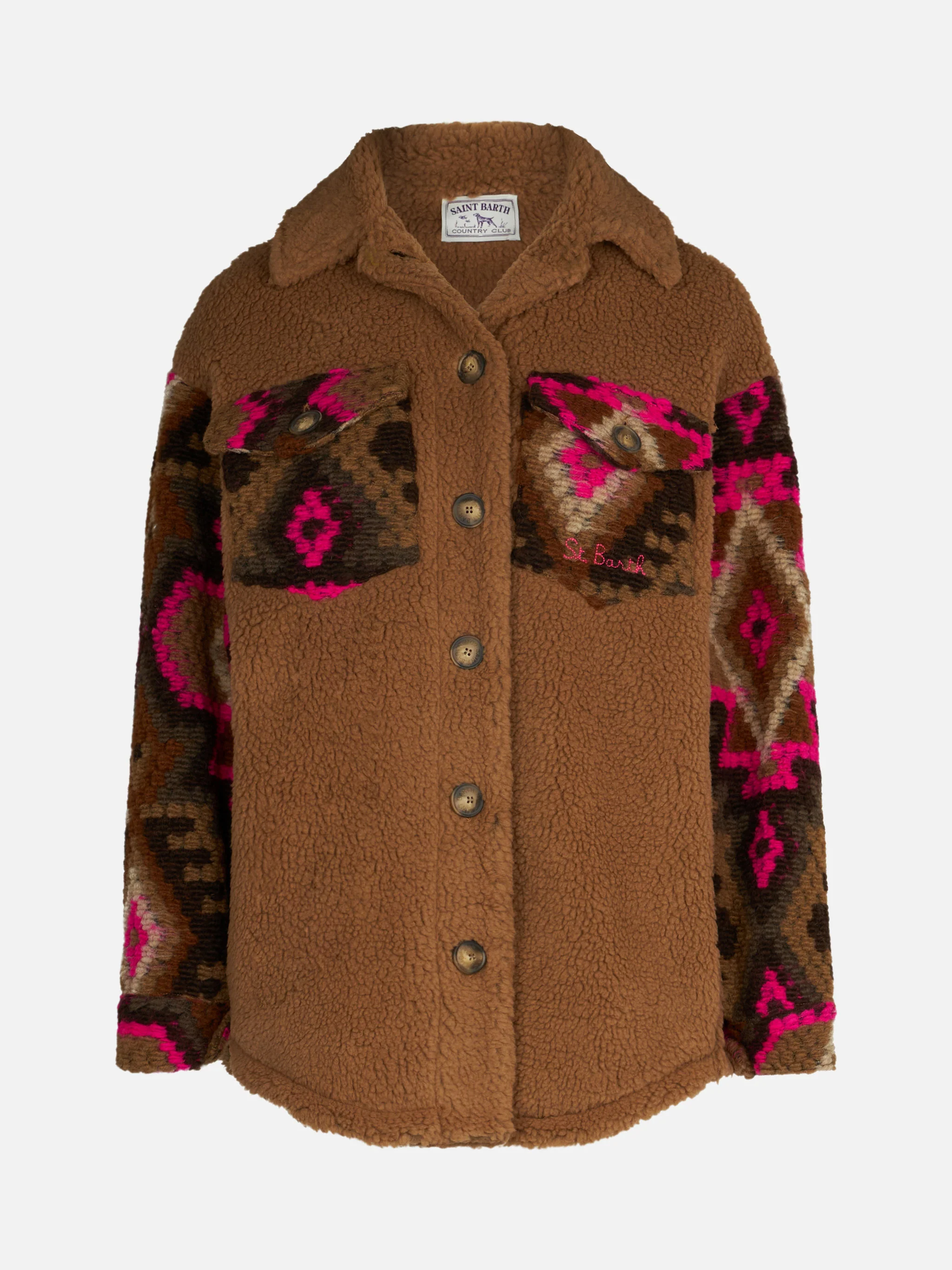 Elys sherpa overshirt with ethnic print - Image 4