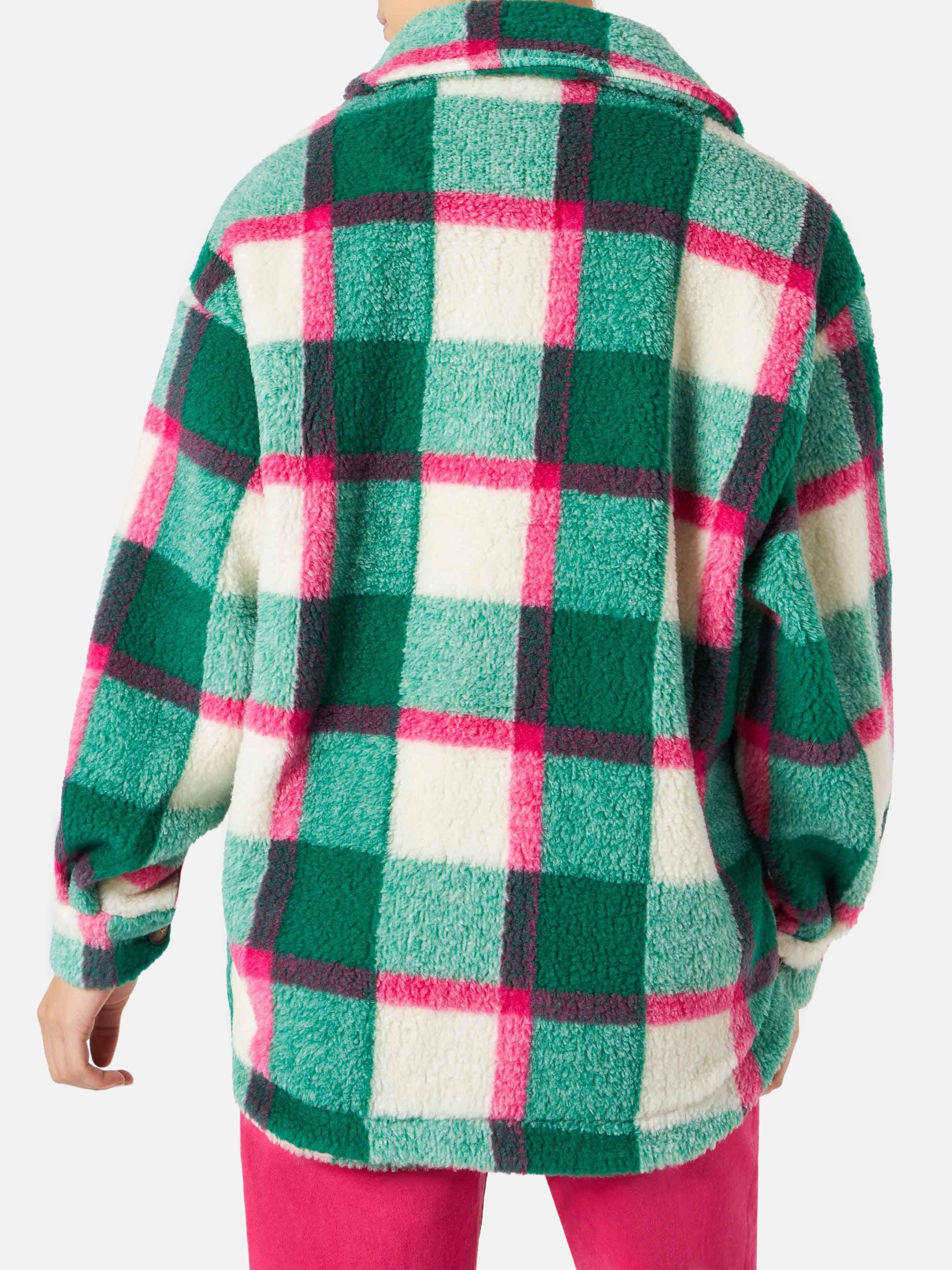 Elys sherpa overshirt jacket with tartan pattern - Image 3