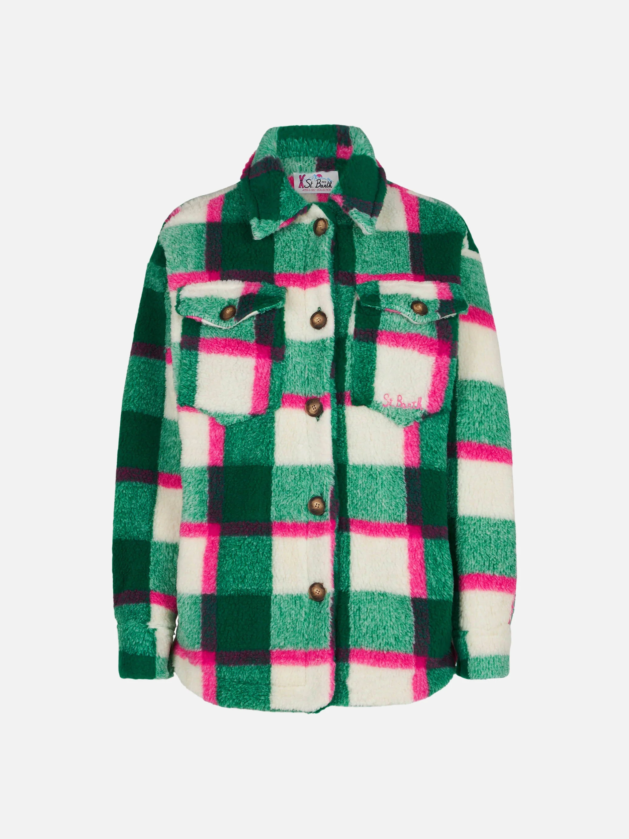 Elys sherpa overshirt jacket with tartan pattern - Image 4