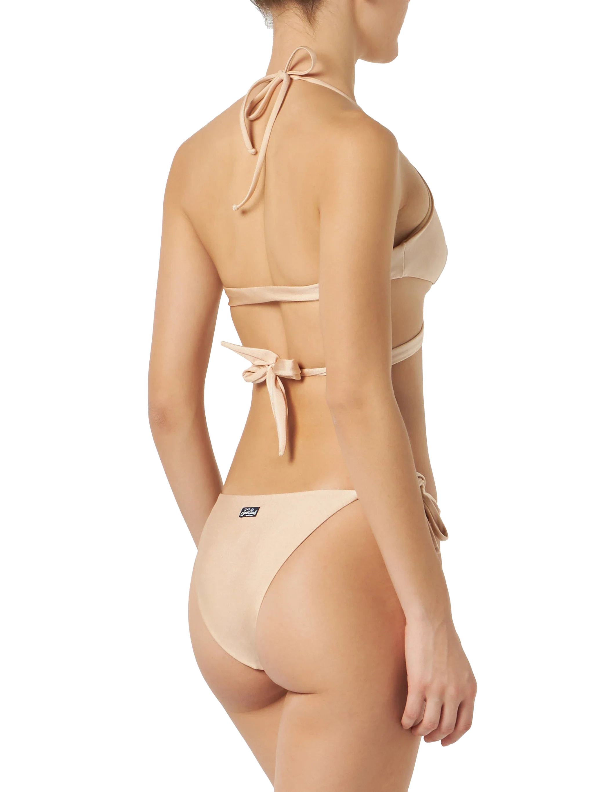 Layne Virgo beige glossy finish wrap triangle bikini - Image 3