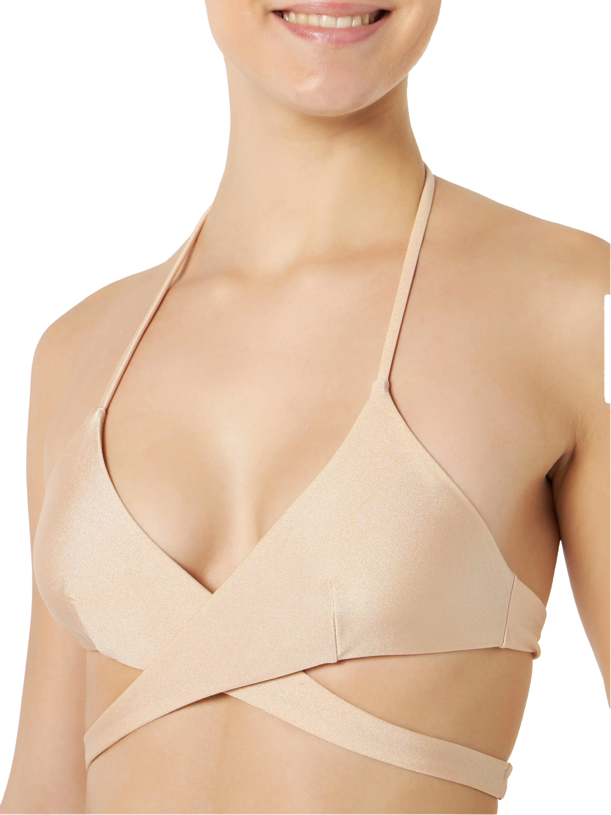 Layne Virgo beige glossy finish wrap triangle bikini - Image 4