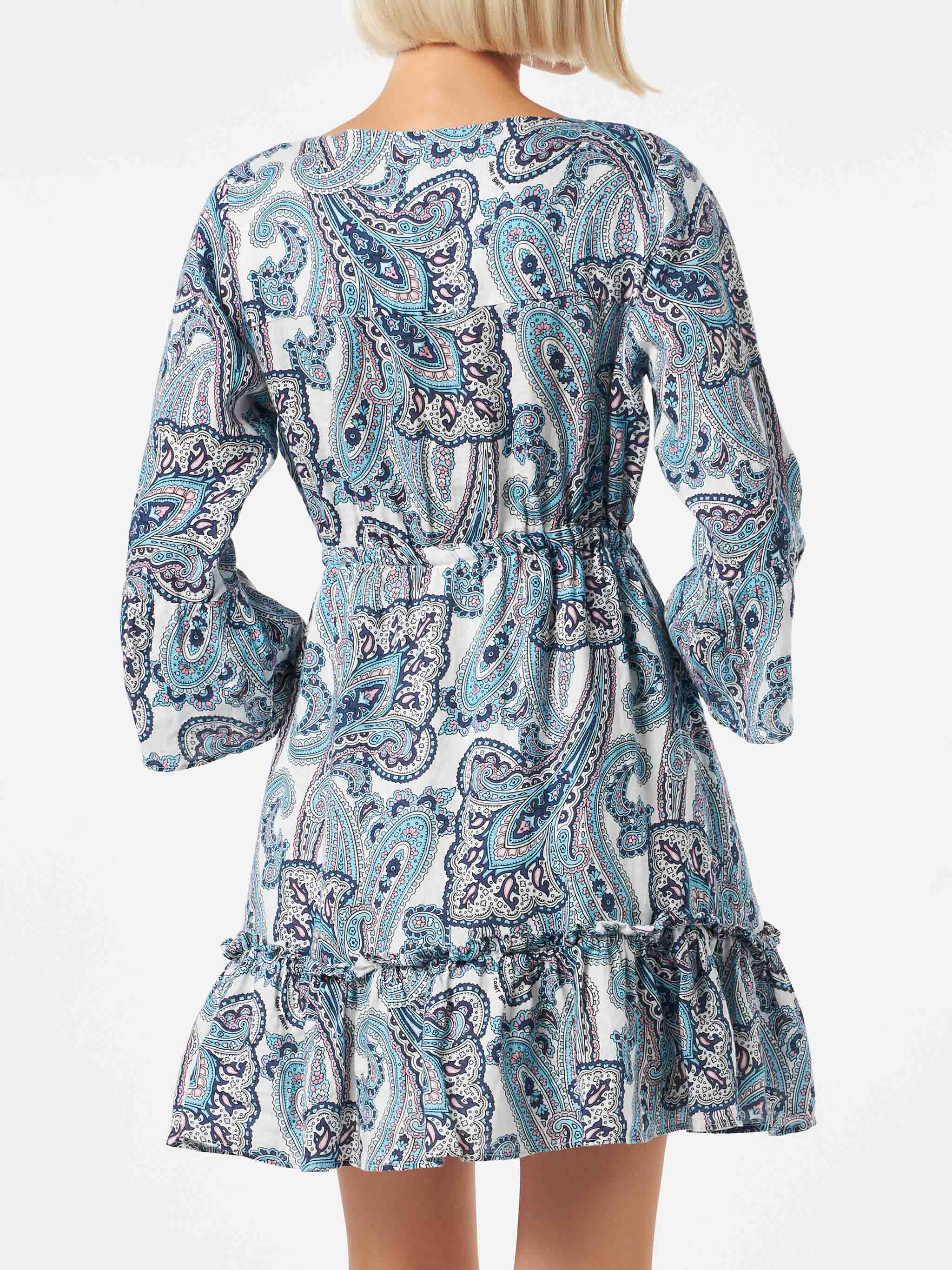 Hemil Linen short linen dress with paisley print - Image 2