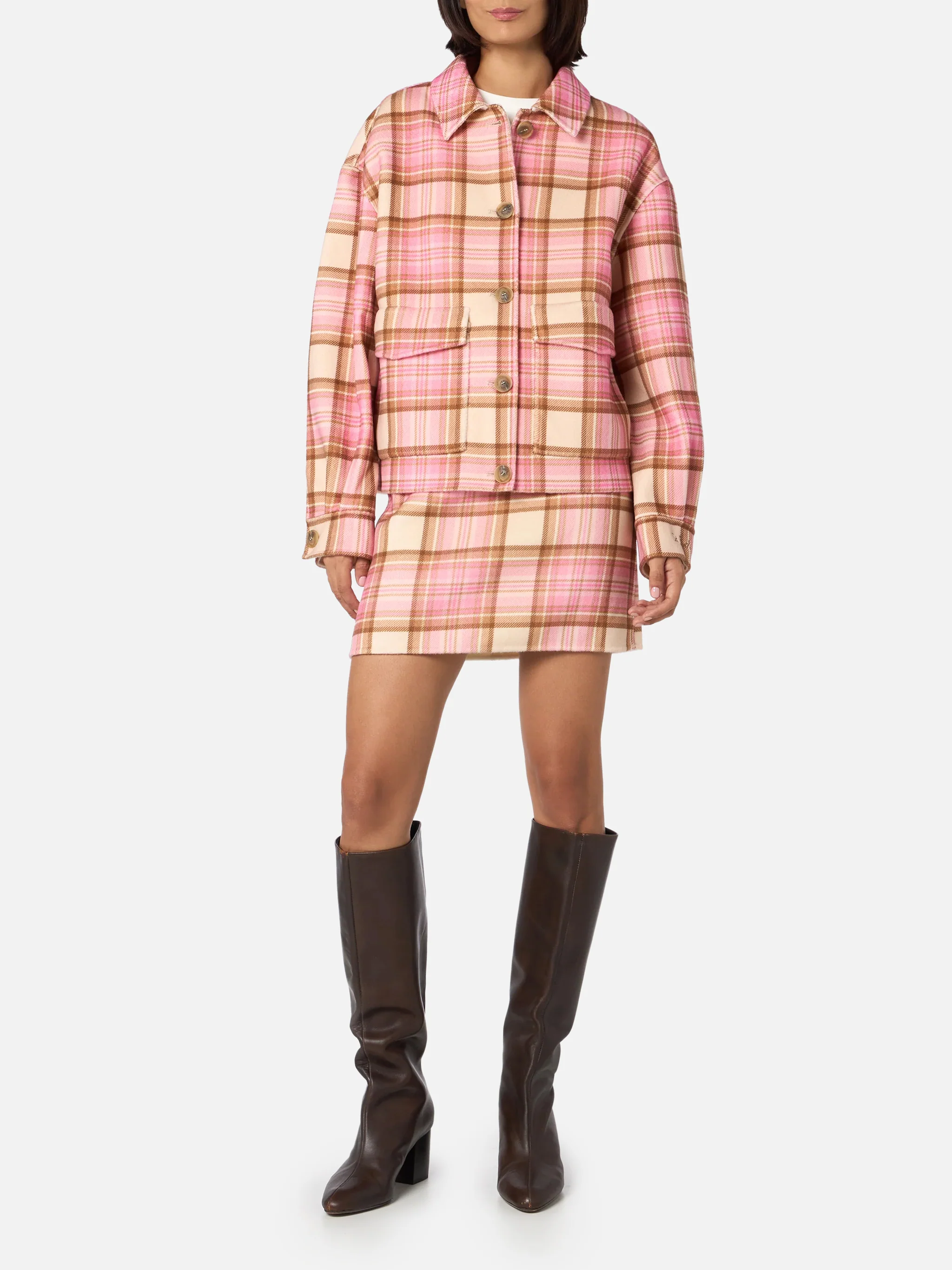Bonnibell pink tartan wool effect jacket - Image 4
