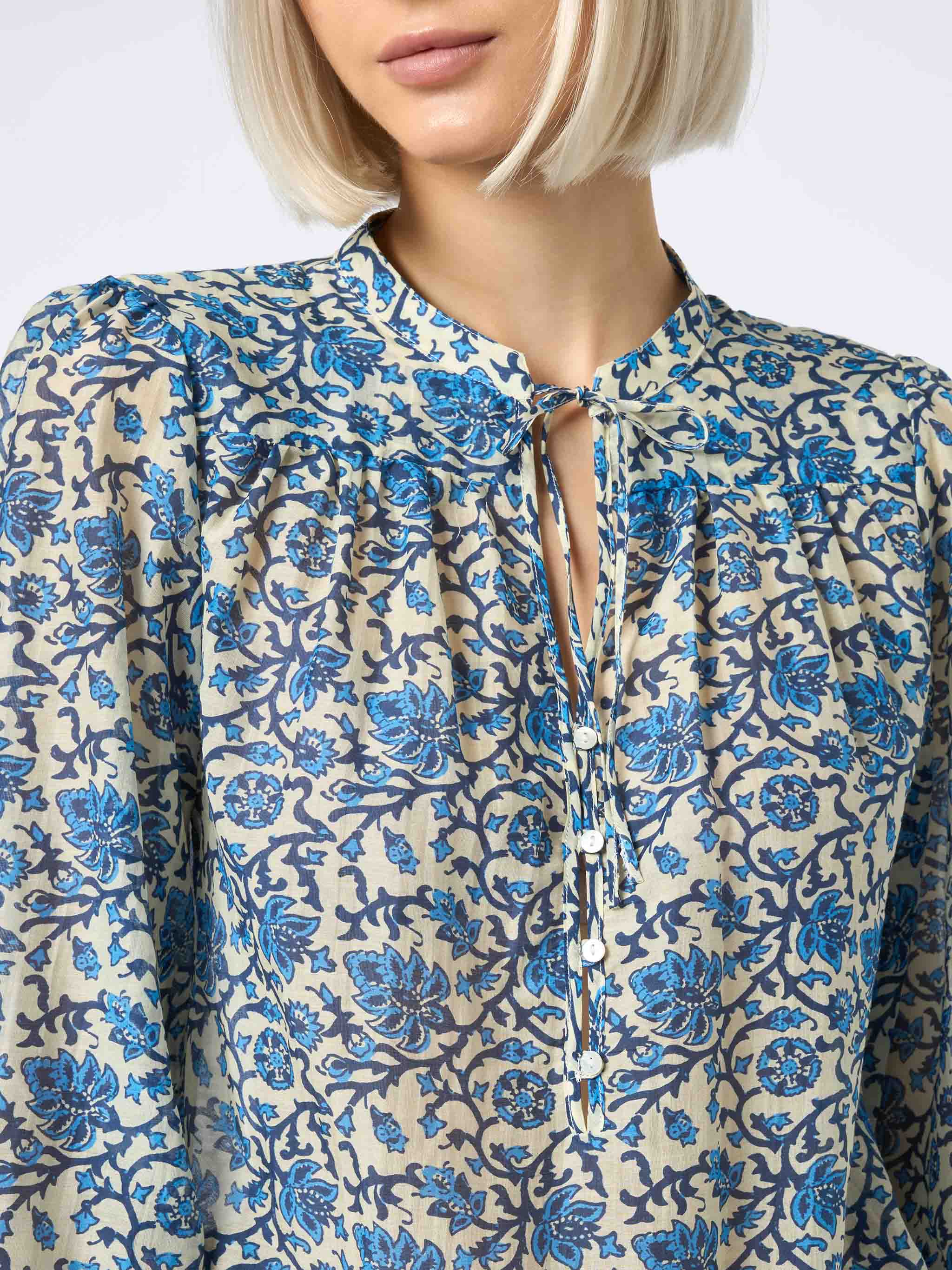 Ajrakh print silk voile Harper blouse - Image 2