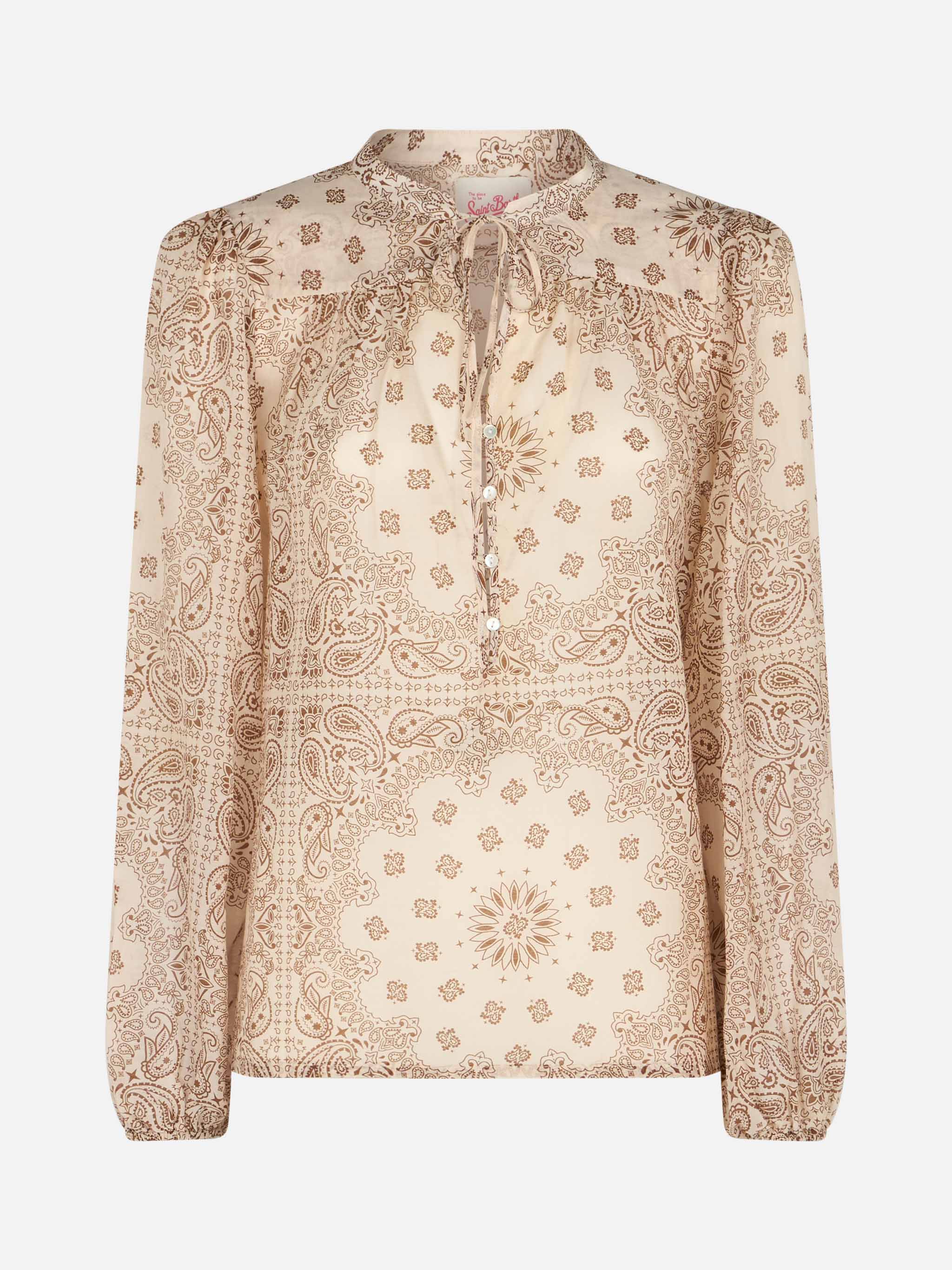 Harper silk blouse with bandanna print - Image 4