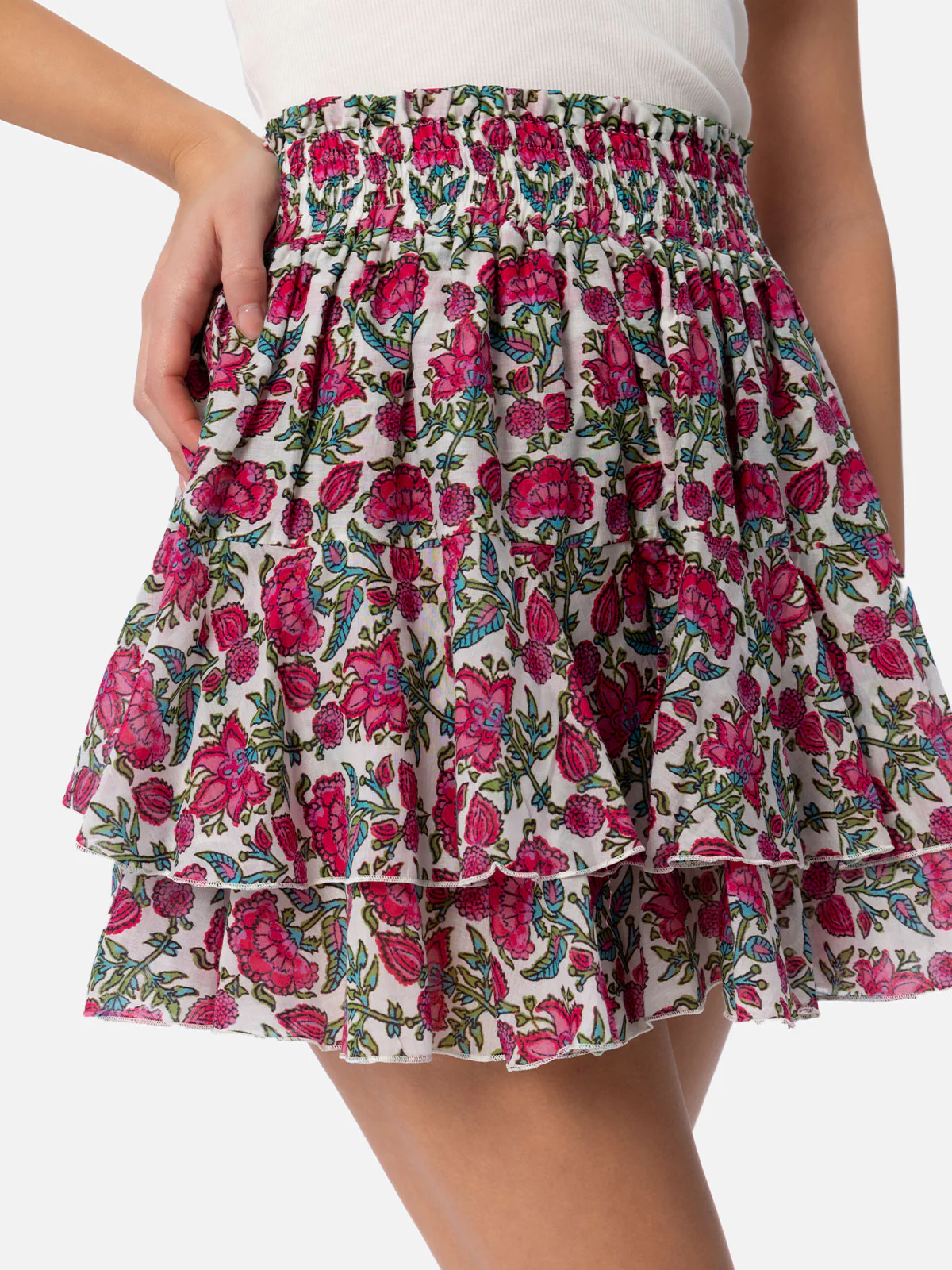 Eivissa floral silk voile mini skirt - Image 3