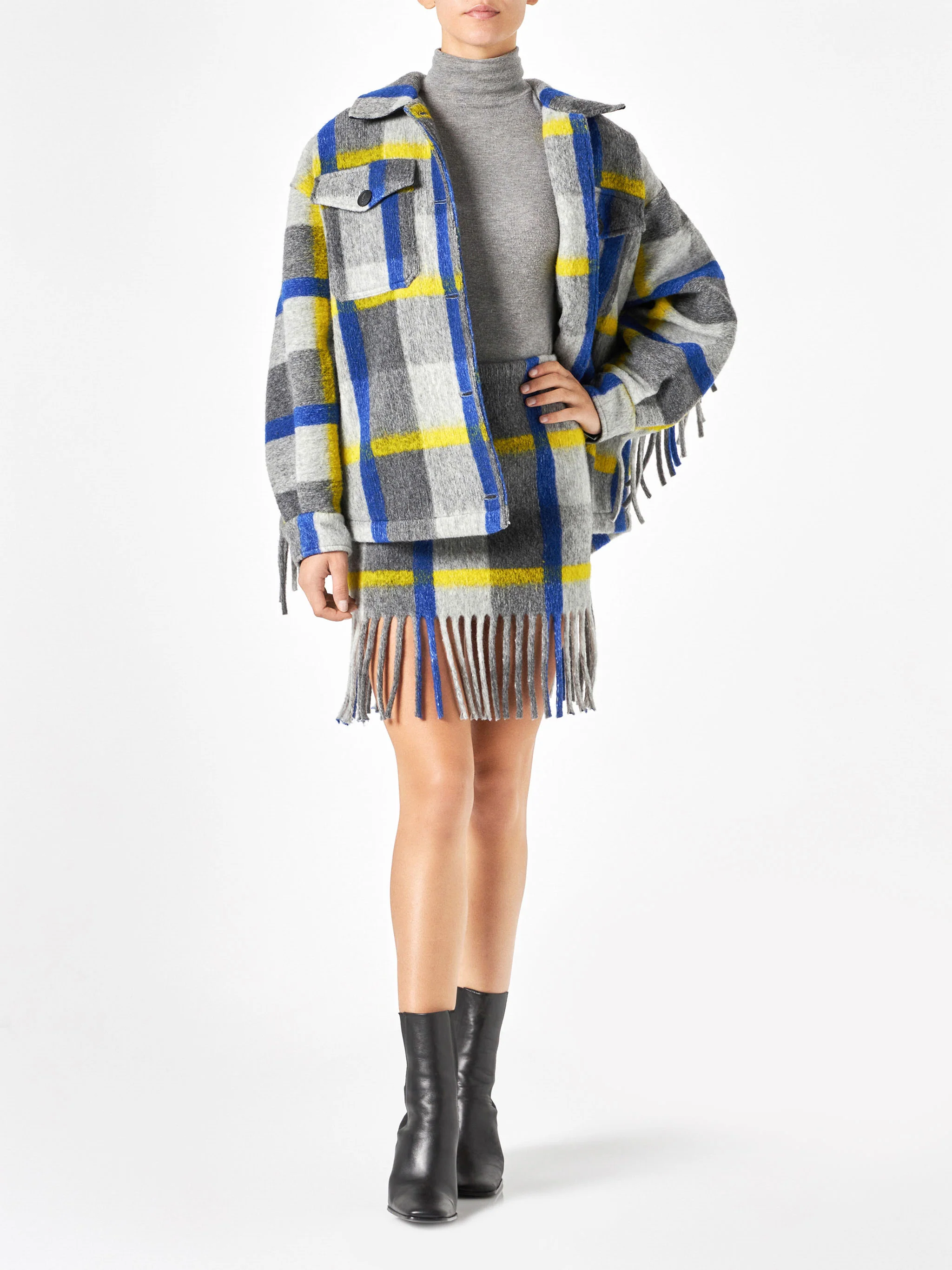 Katrine skirt with fringes and tartan pattern - Image 5