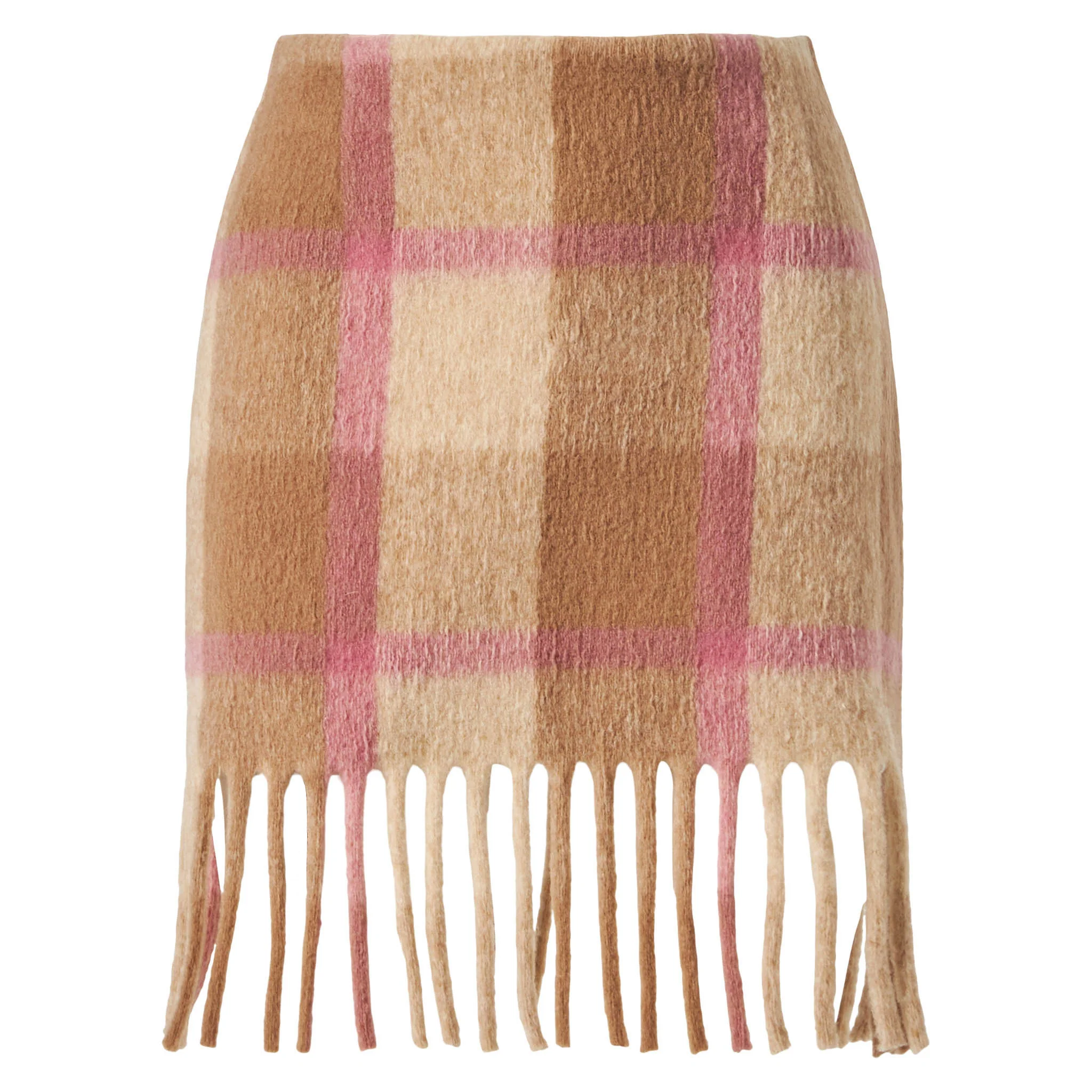 Katrine beige and pink tartan knitted skirt - Image 4