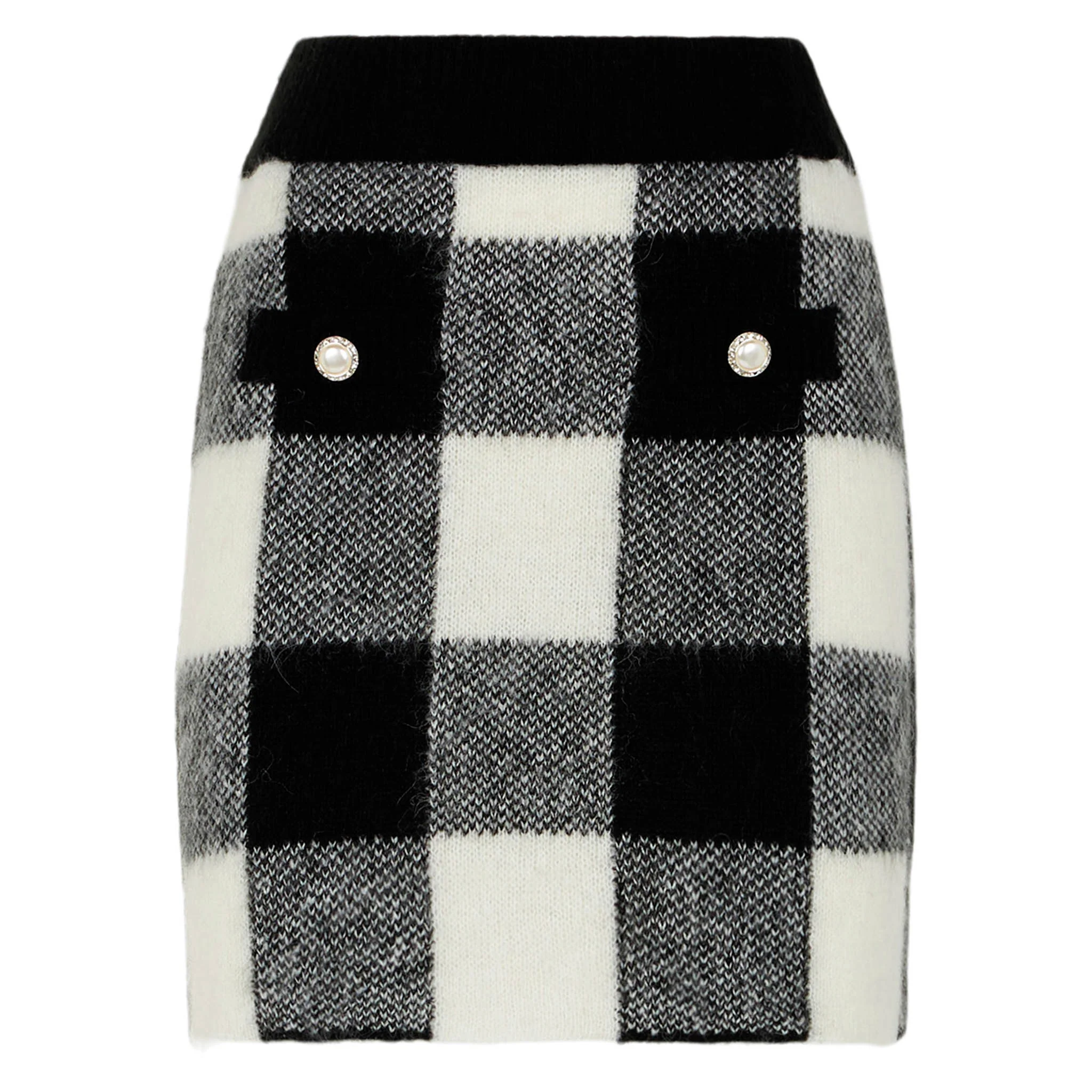 Chatel black and white vichy knitted skirt - Image 5