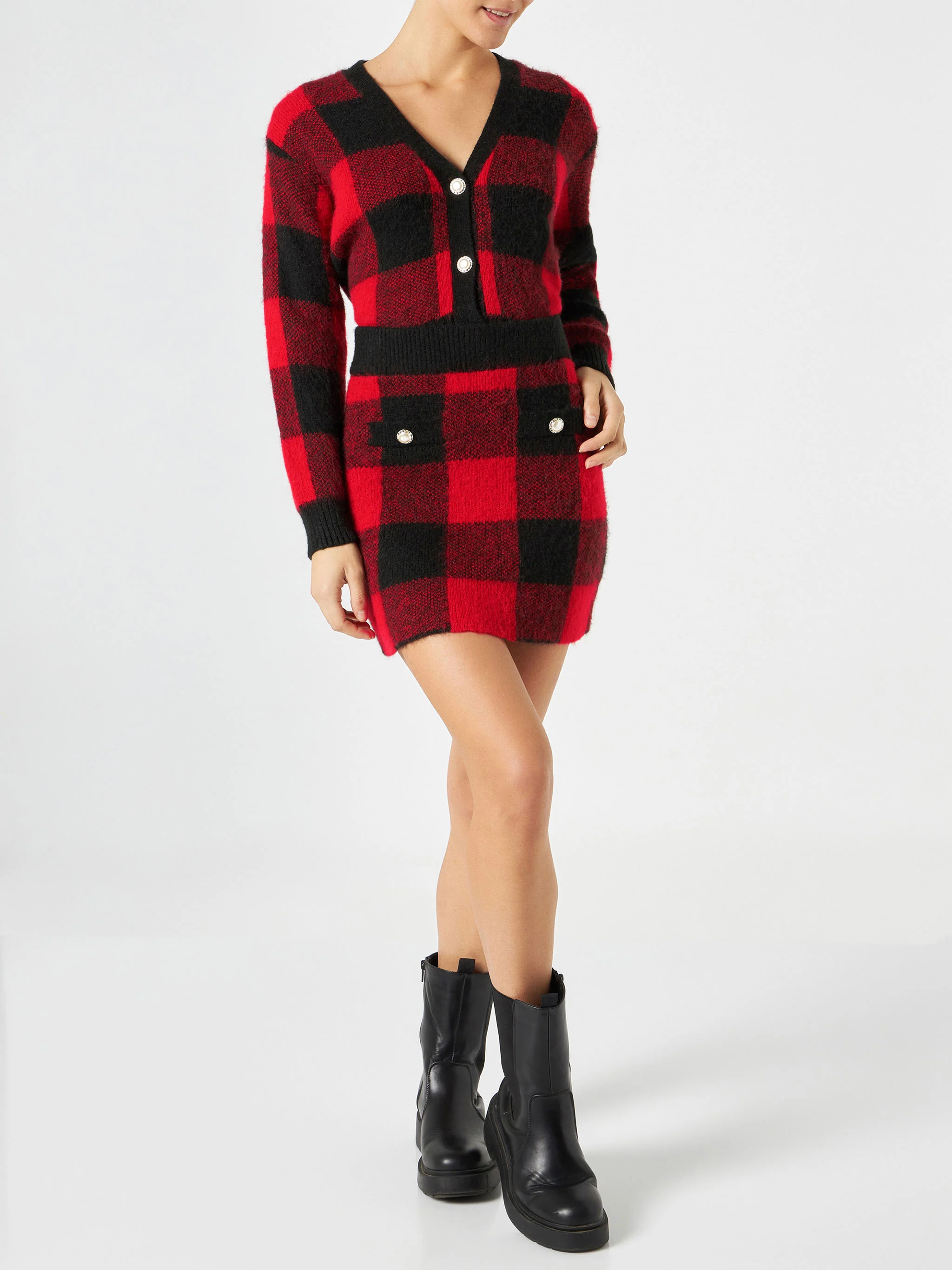 Chatel red tartan knit skirt - Image 2