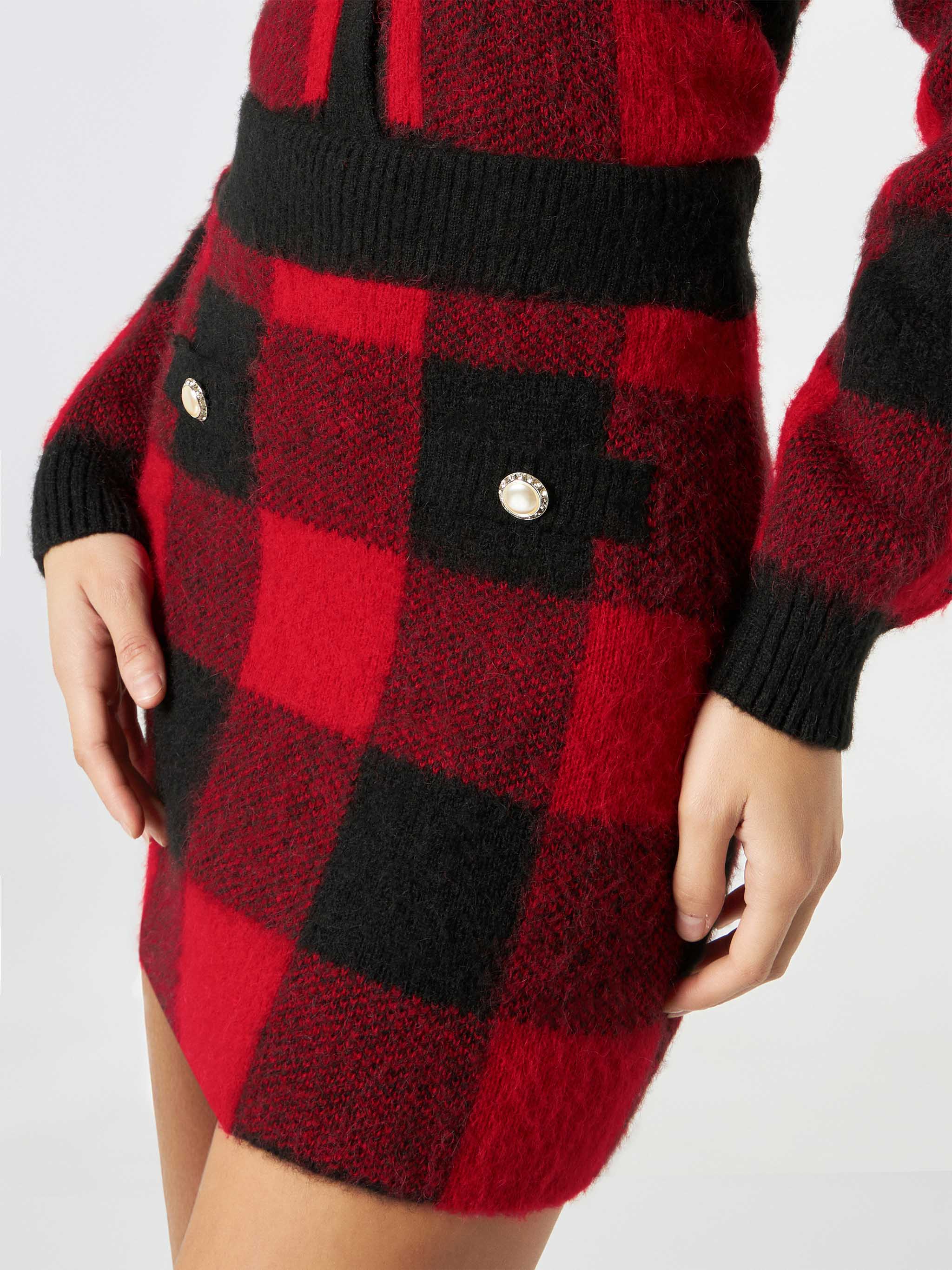 Chatel red tartan knit skirt - Image 3