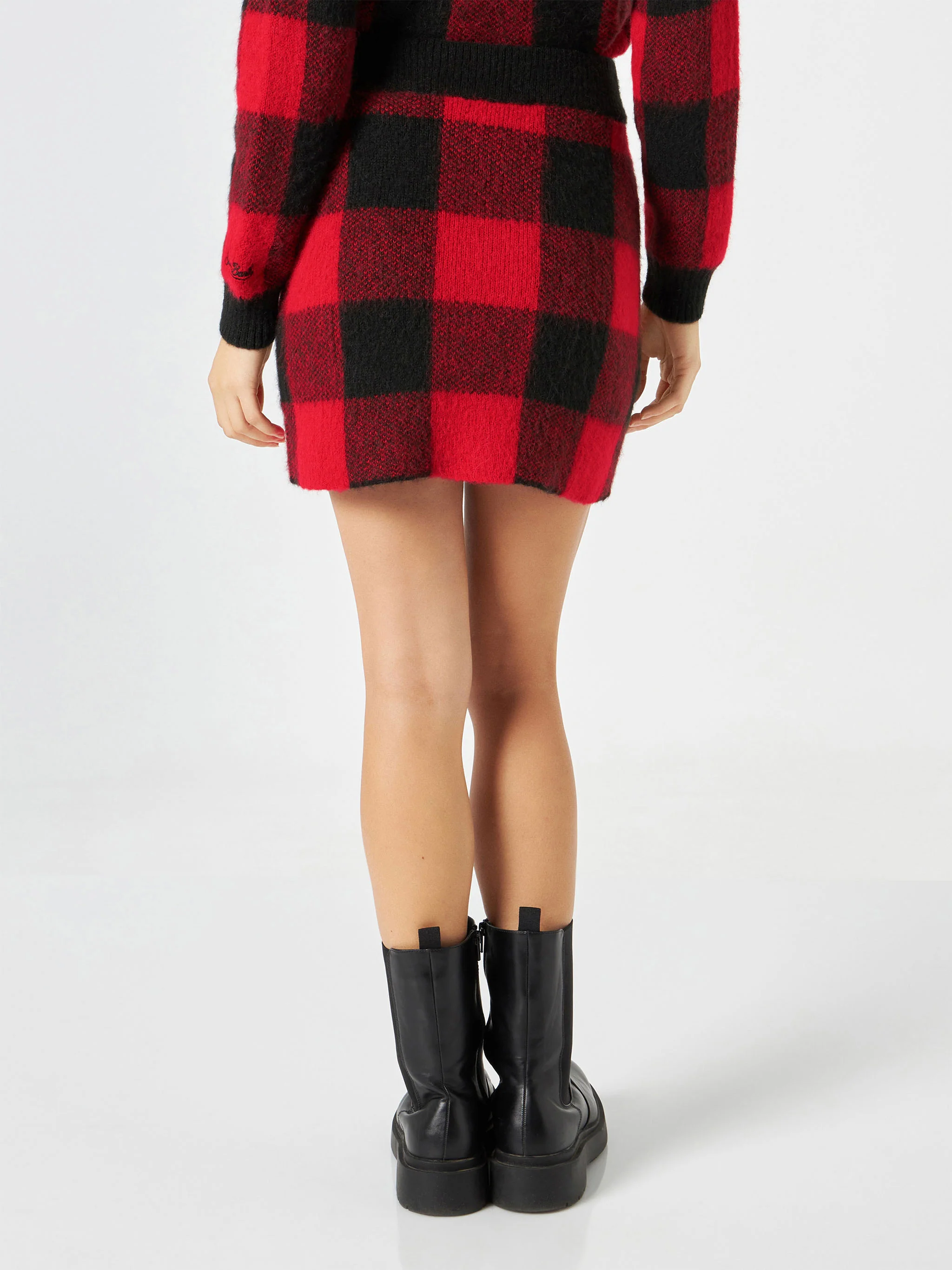 Chatel red tartan knit skirt - Image 4
