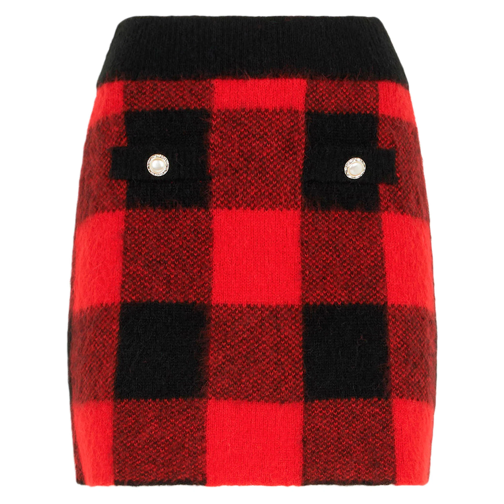 Chatel red tartan knit skirt - Image 5