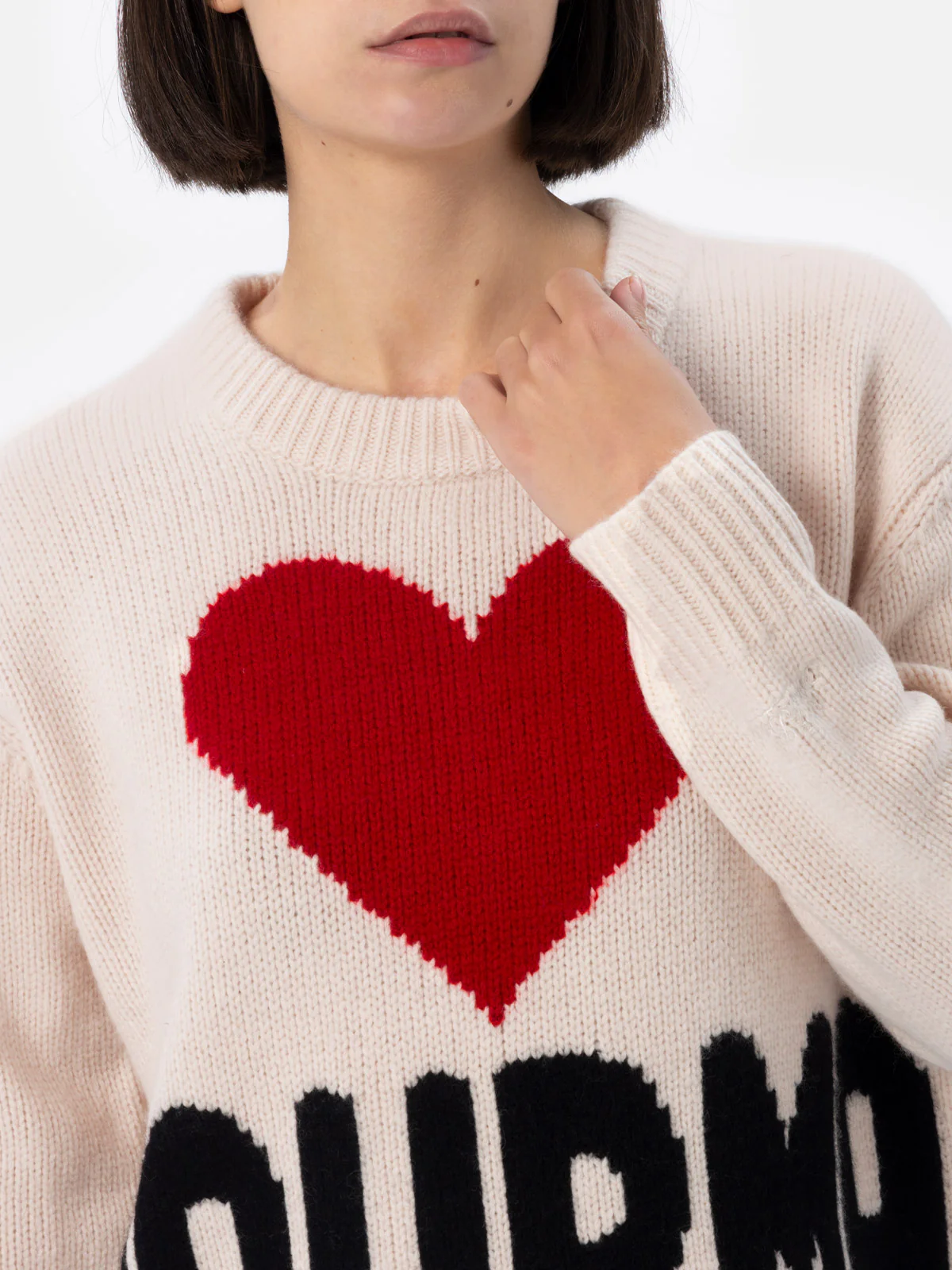 Kyla white alpaca blend sweater with Courma jacquard - Image 2