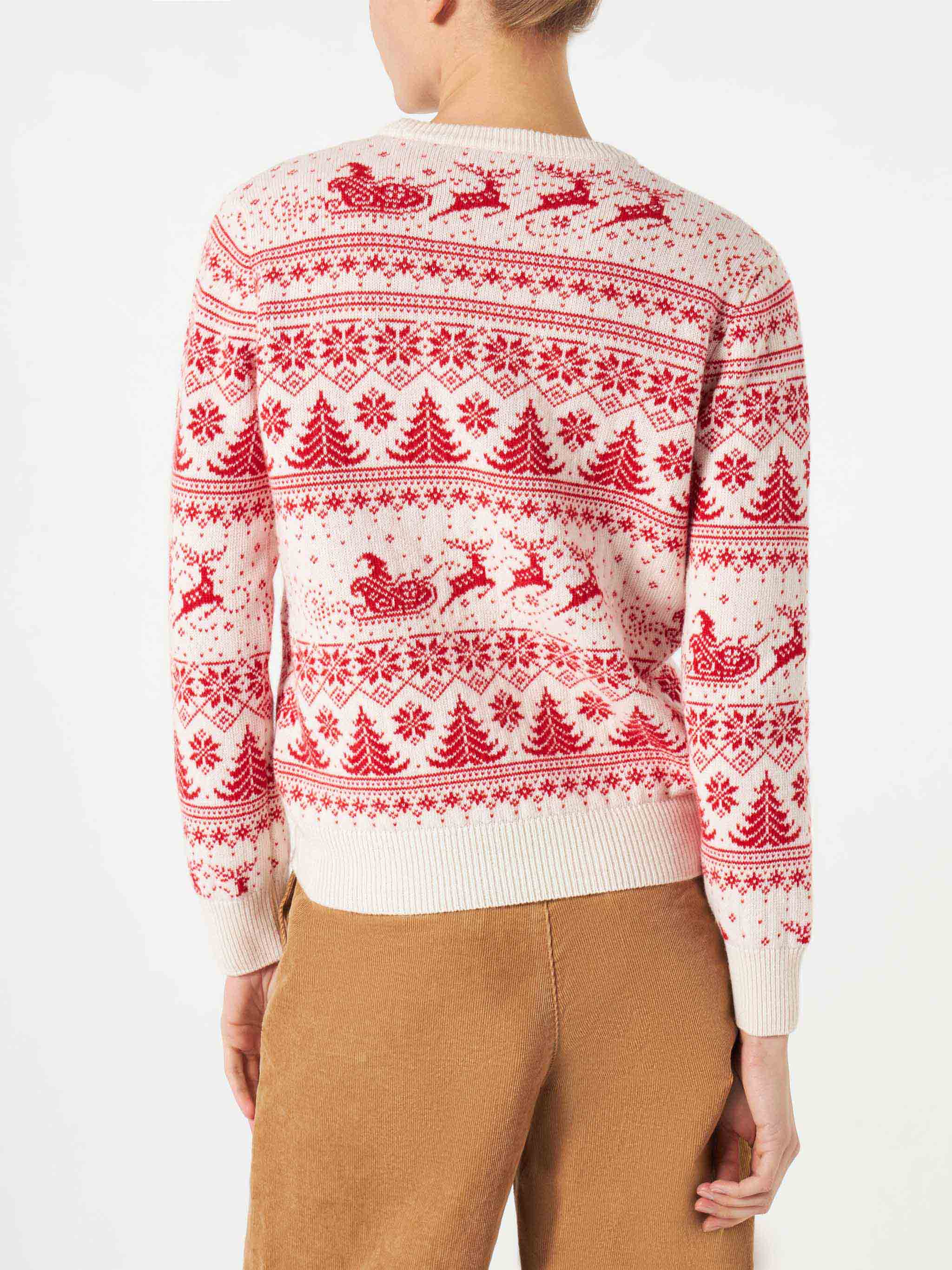 New Queen red and white Christmas jacquard sweater - Image 3