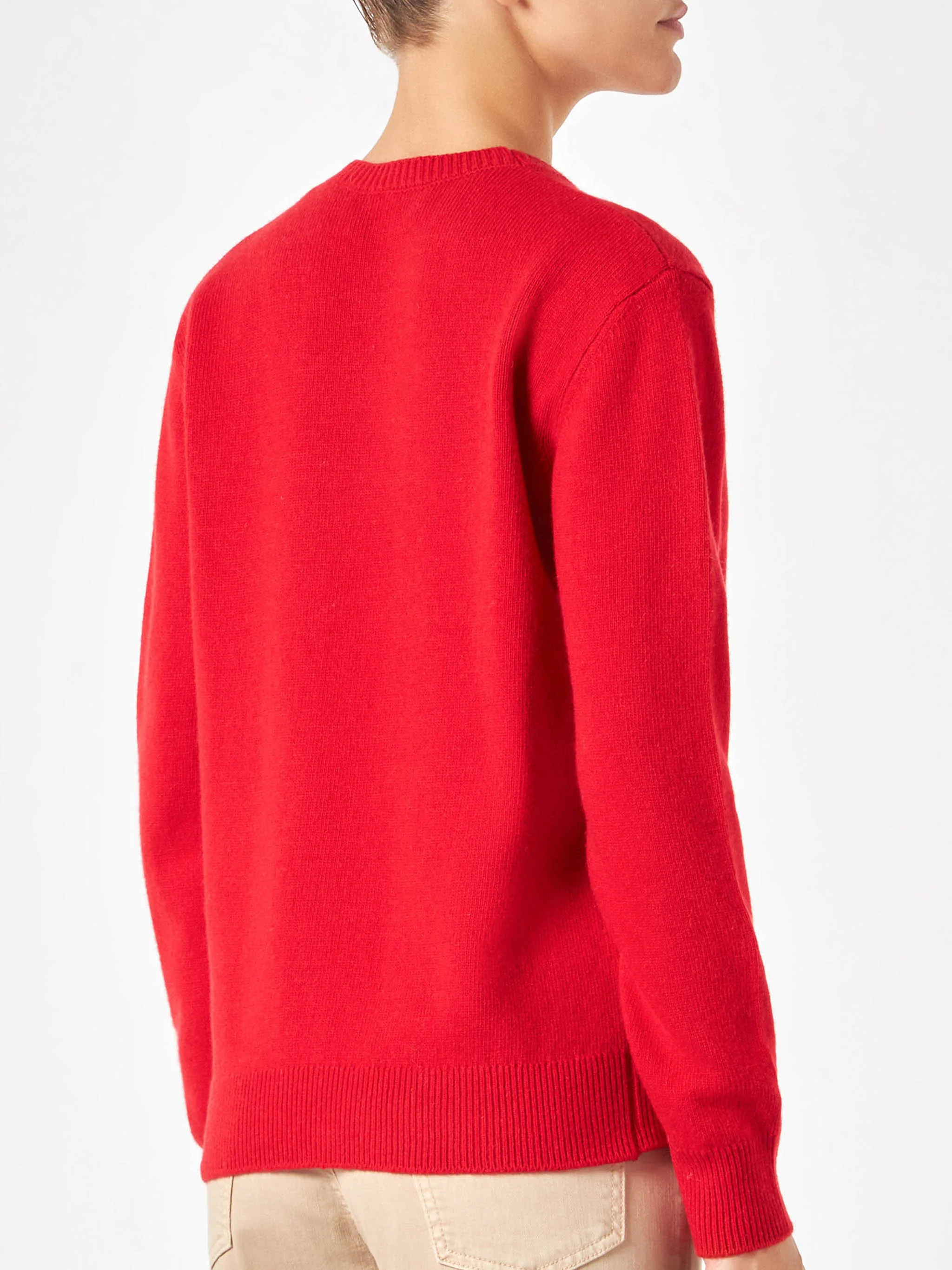 Blended cashmere crewneck with Material girl embroidery - Image 2