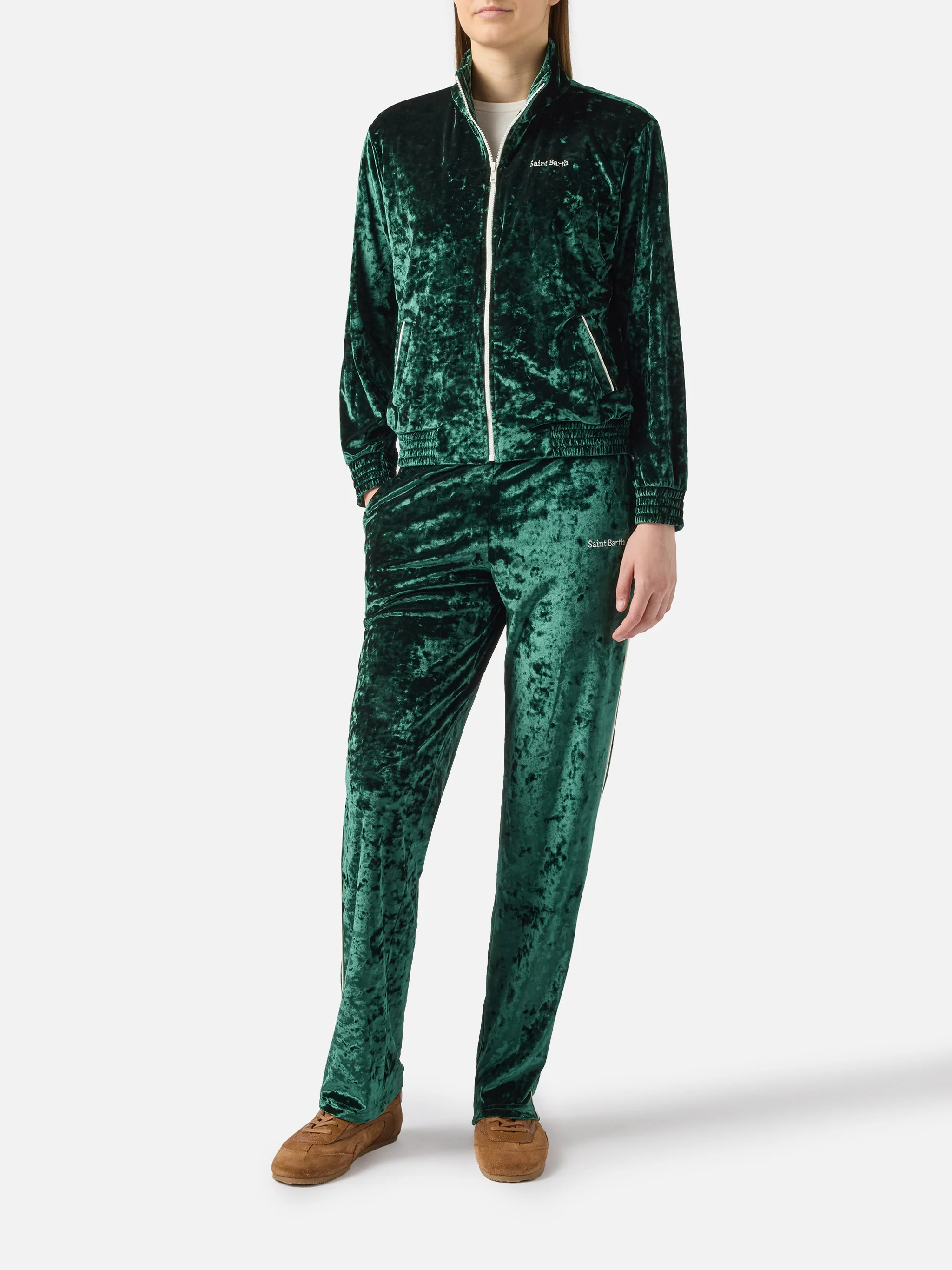 Miriam green chenille sweatshirt with embroidery - Image 2