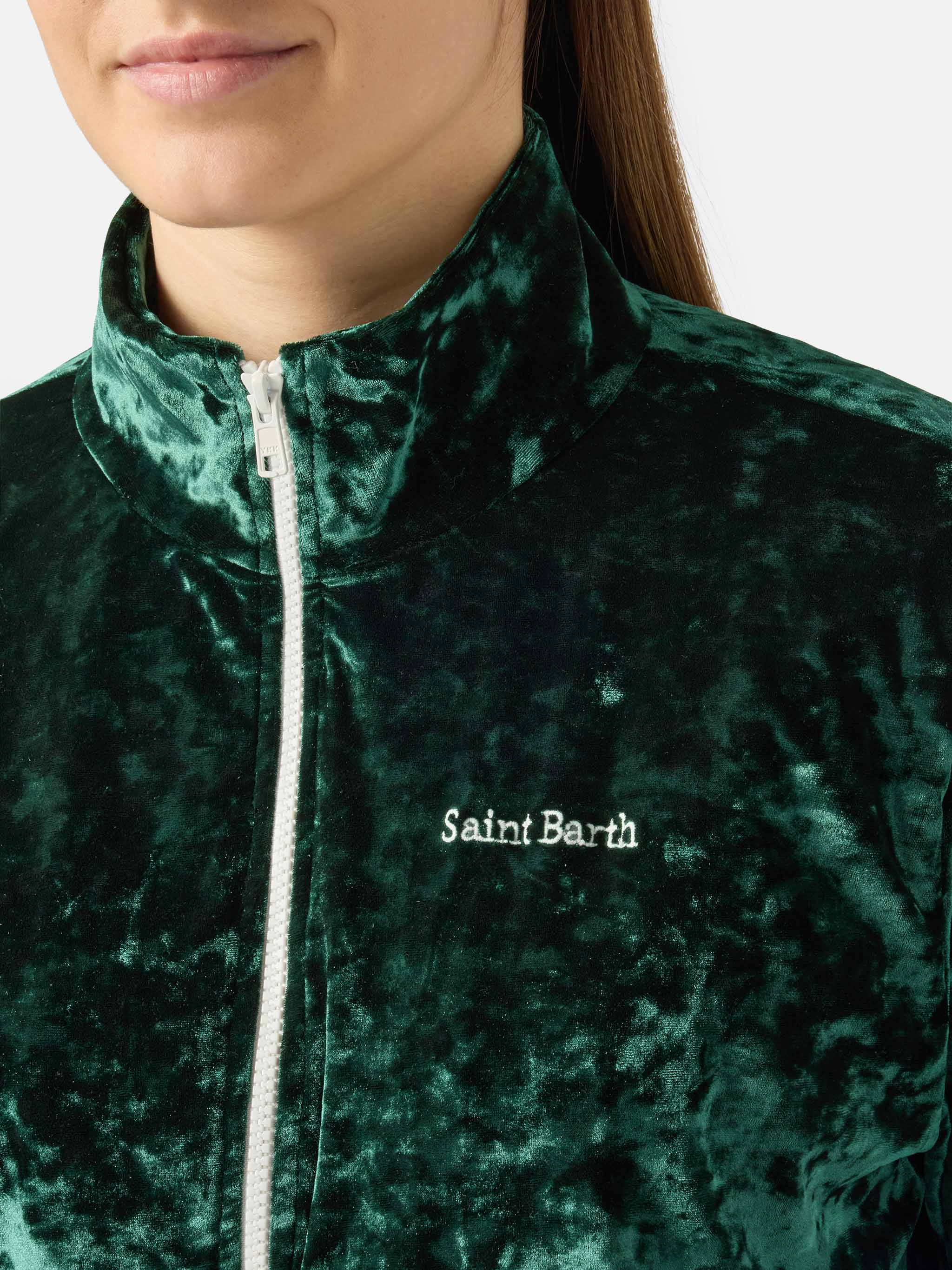 Miriam green chenille sweatshirt with embroidery - Image 3