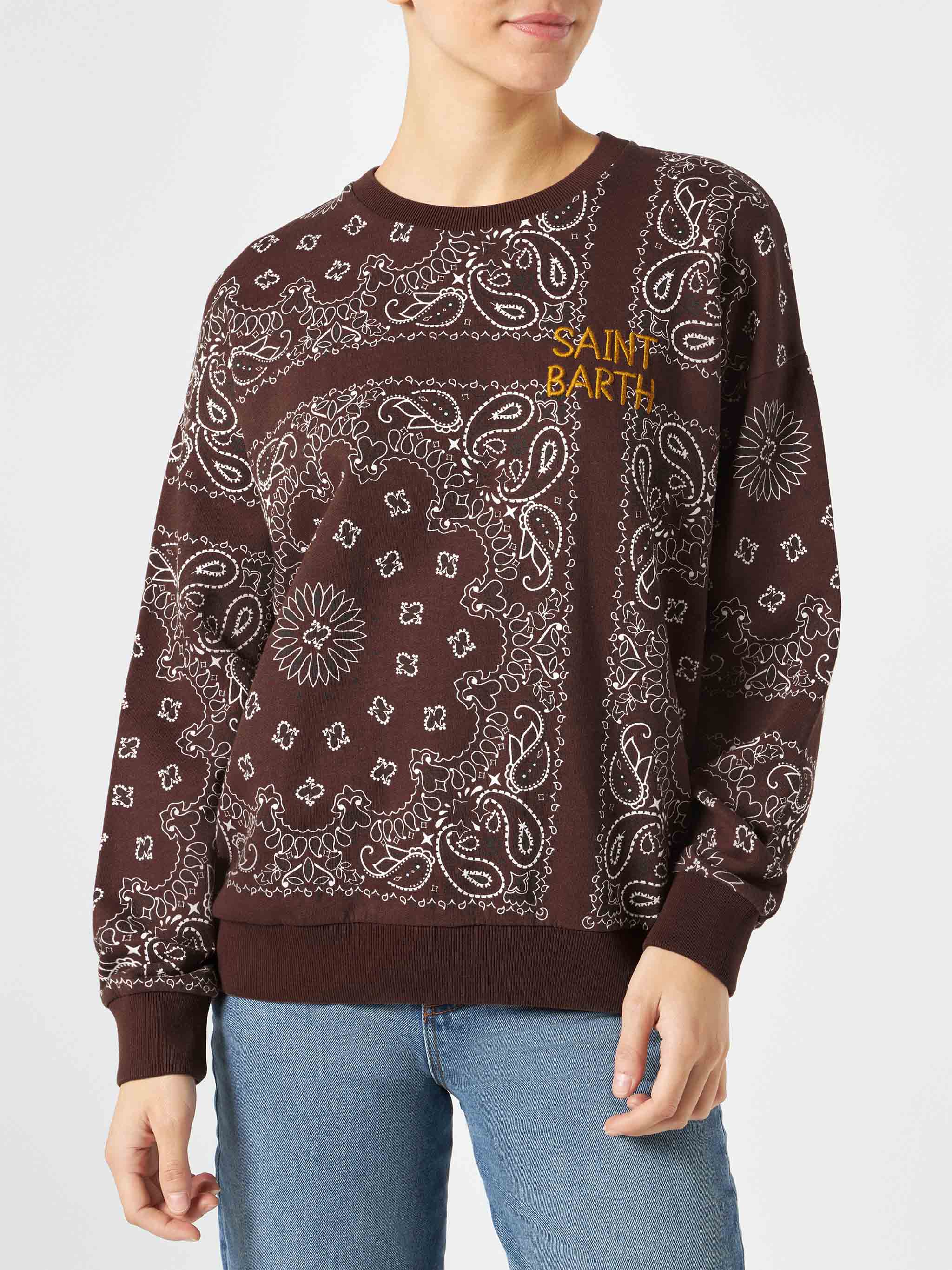 Brown Stardust cotton sweatshirt with bandana print - Image 3